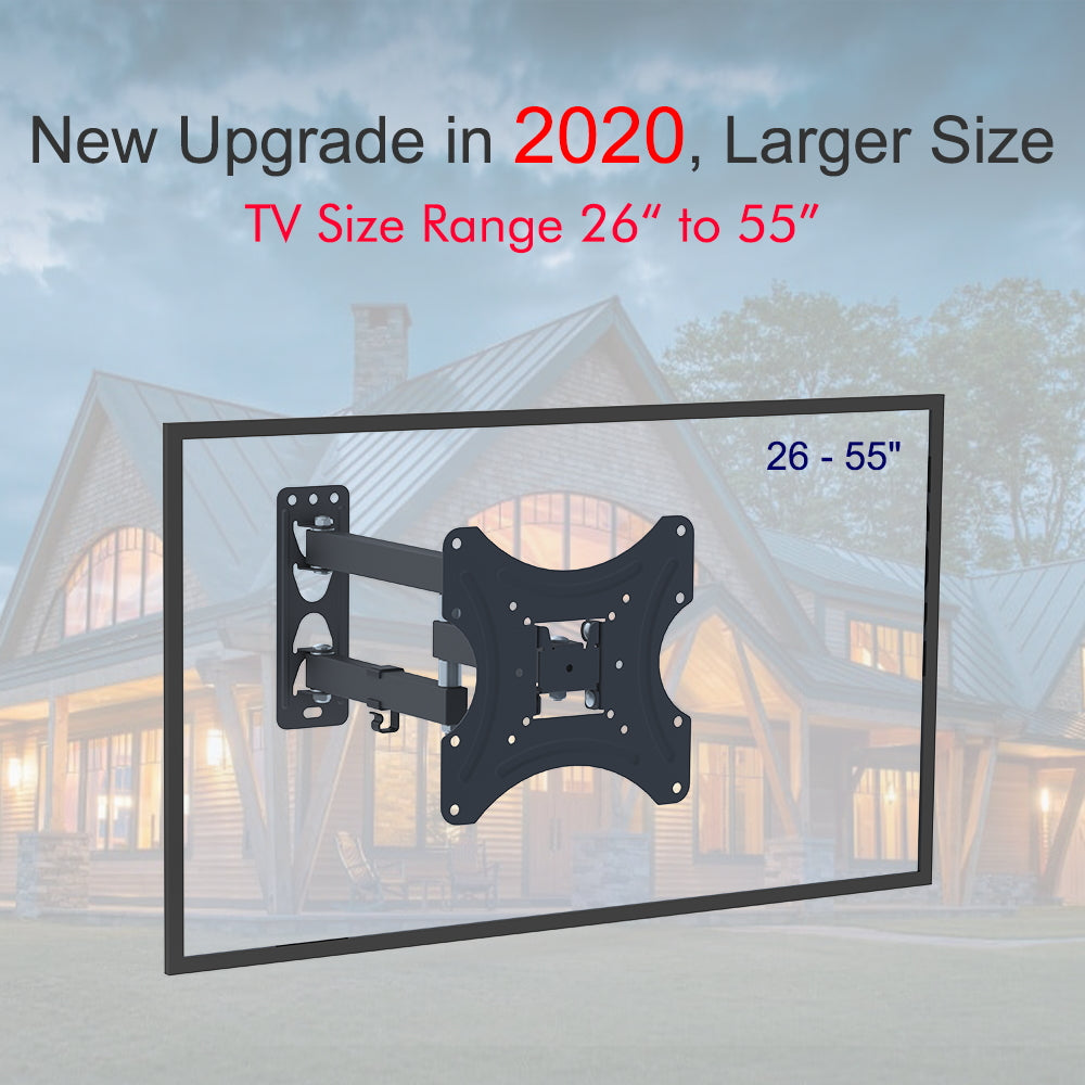 LEADZM TMX200 Adjustable Rotating TV Wall Mount Bracket with Spirit Level for 26-50 Inch TVs, 30 kg Load