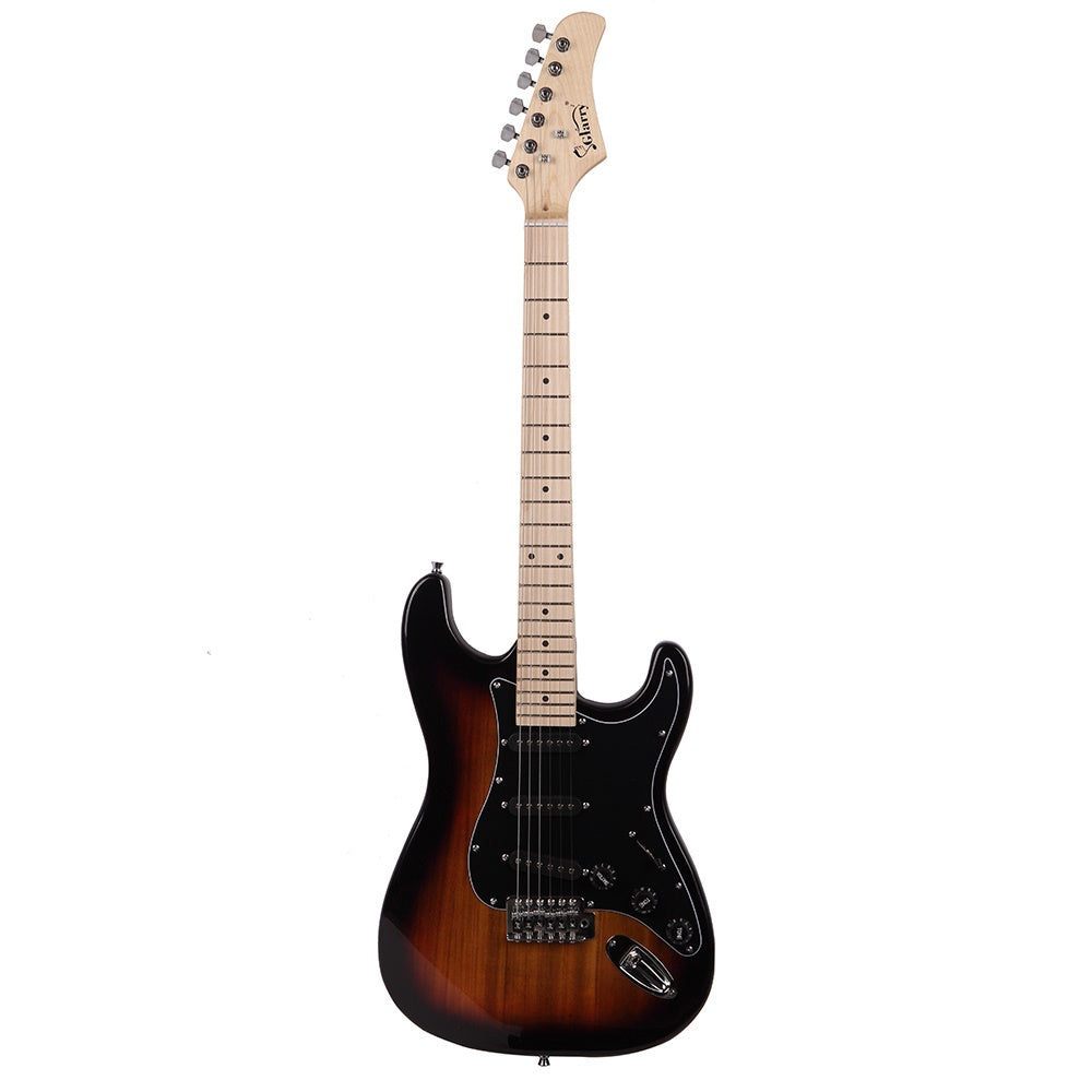 Glarry GST Stylish Electric Guitar Kit with Black Pickguard, Sunset Color