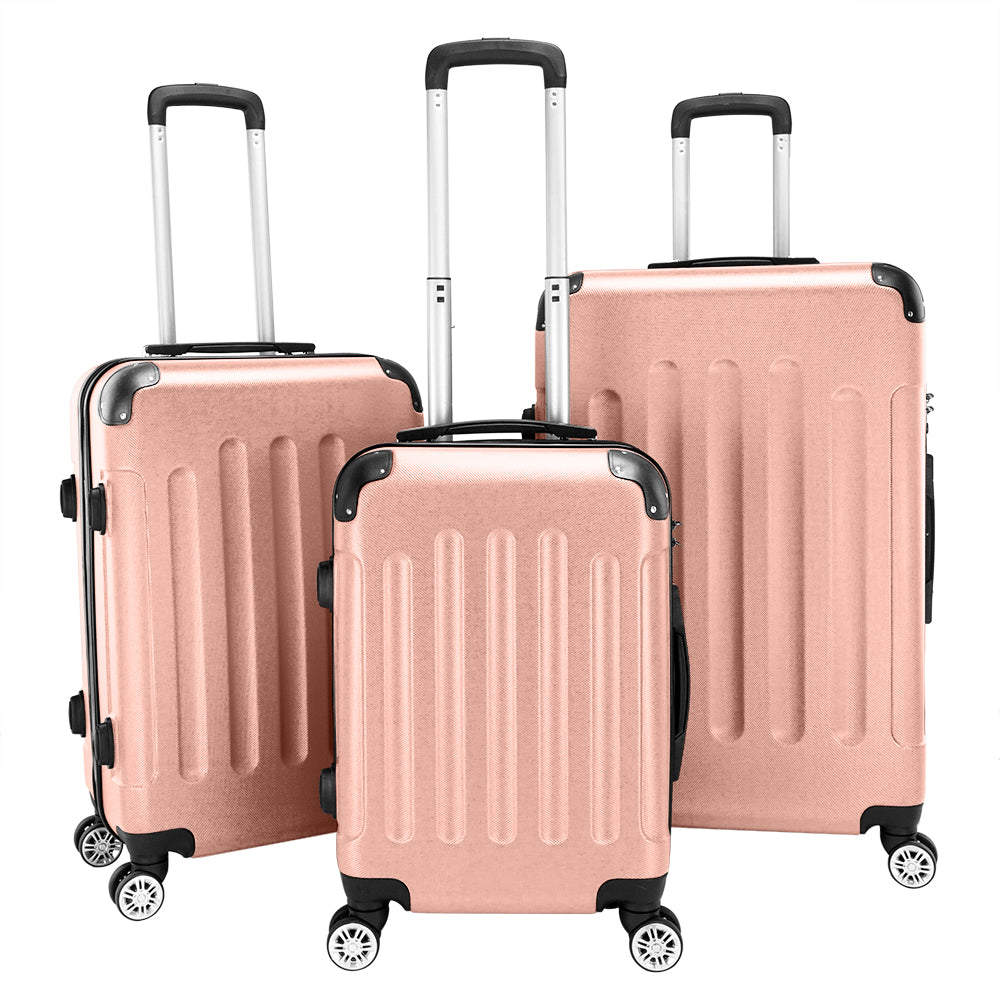 3-Piece Lightweight ABS Suitcase Set with 4 Spinner Wheels and Combination Lock
