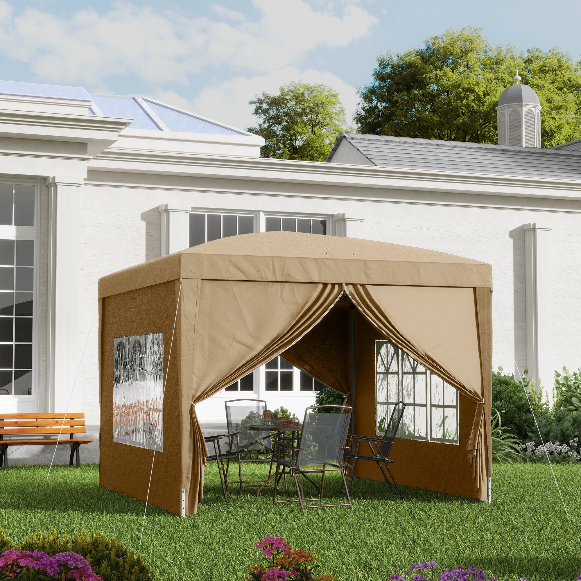 Outsunny 3x3m Pop Up Gazebo with 4 Side Walls & Carry Bag