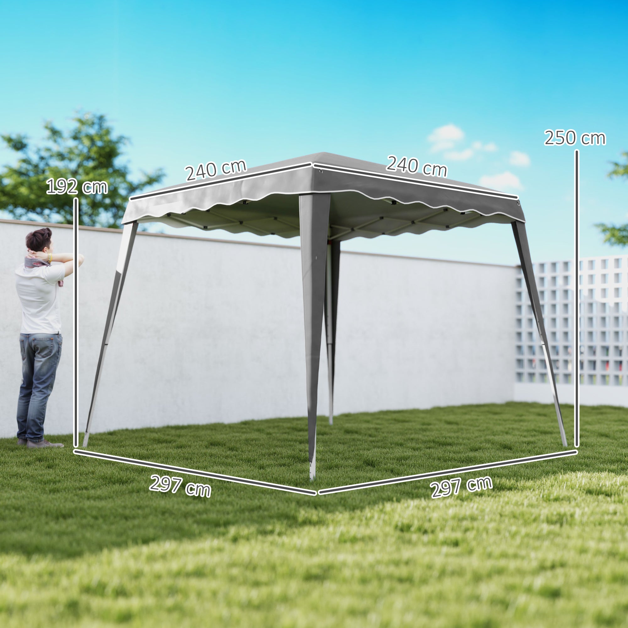 Outsunny 2.5 x 2.5m Grey Water-Resistant Pop Up Gazebo Tent