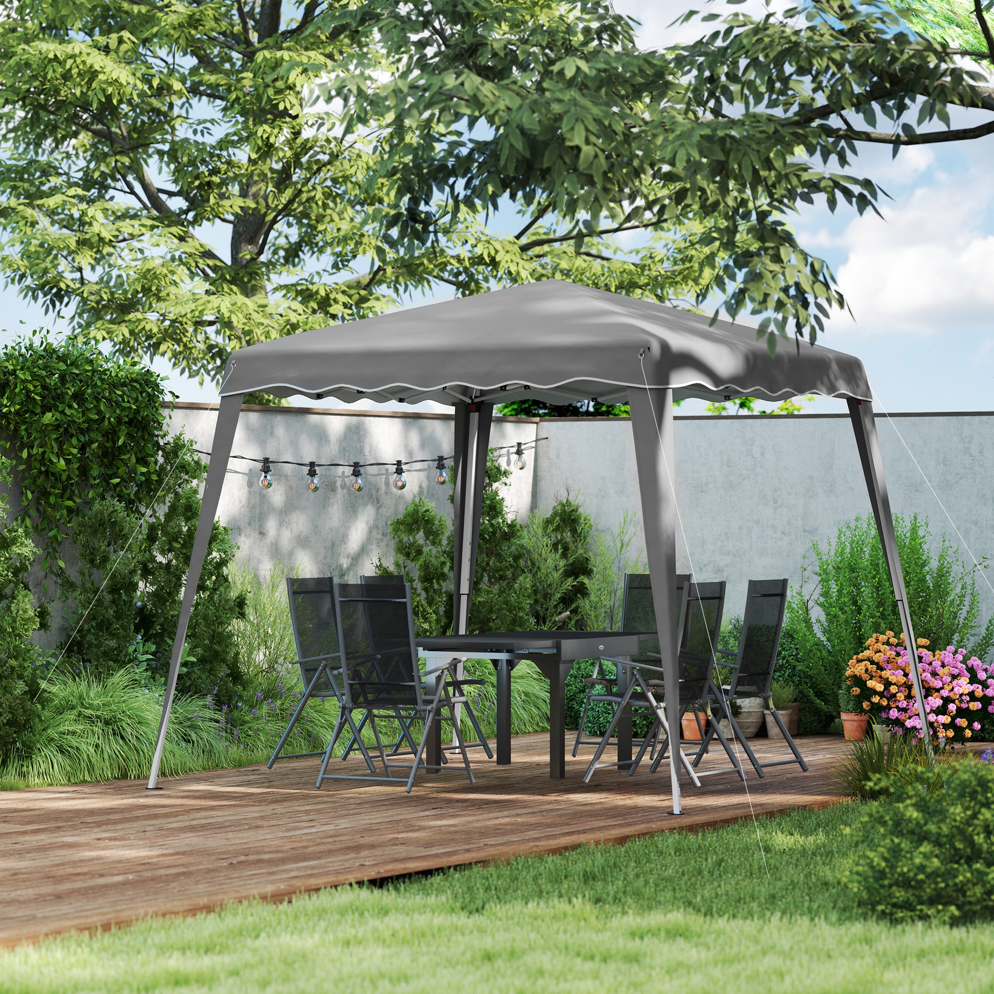 Outsunny 2.5 x 2.5m Grey Water-Resistant Pop Up Gazebo Tent