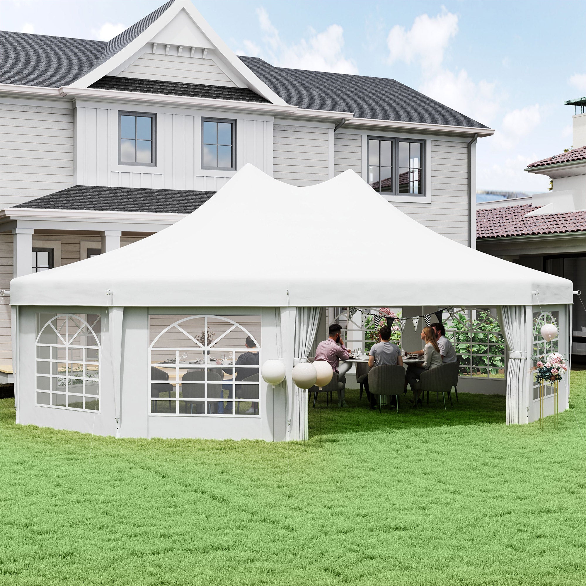 Outsunny 10-Sided Heavy Duty Outdoor Party Gazebo Tent Marquee