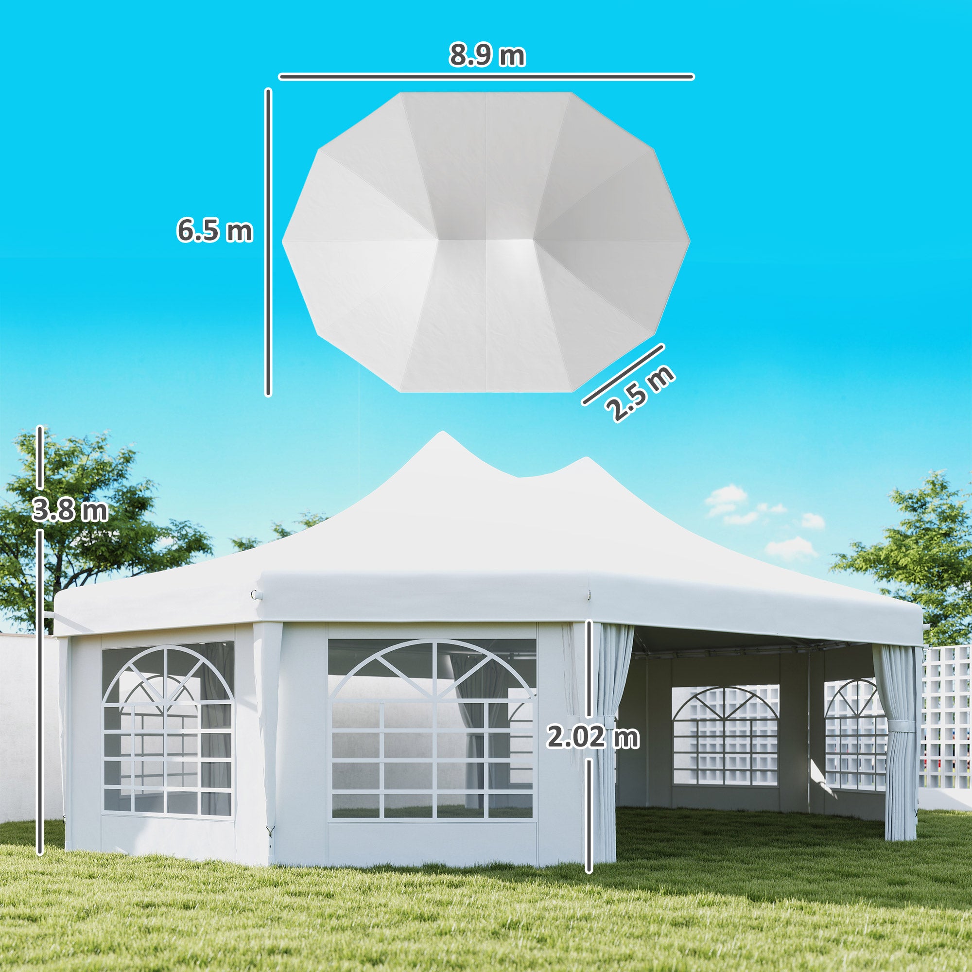 Outsunny 10-Sided Heavy Duty Outdoor Party Gazebo Tent Marquee