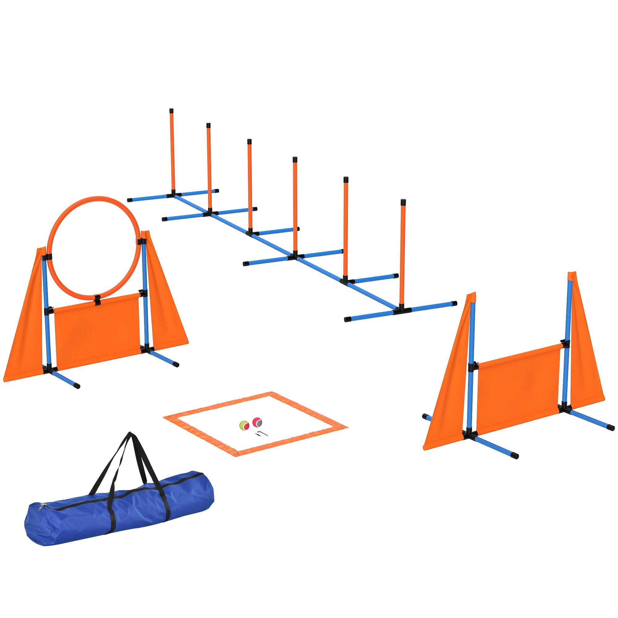 PawHut 6-Piece Dog Agility Training Kit with Jumps and Weave Poles