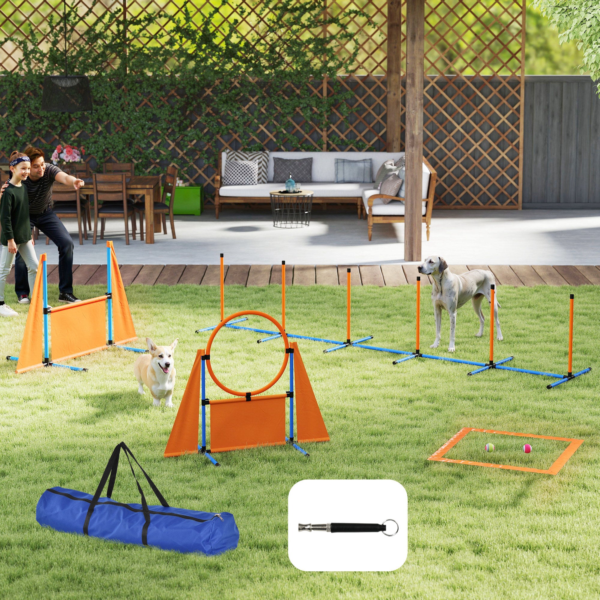 PawHut 6-Piece Dog Agility Training Kit with Jumps and Weave Poles