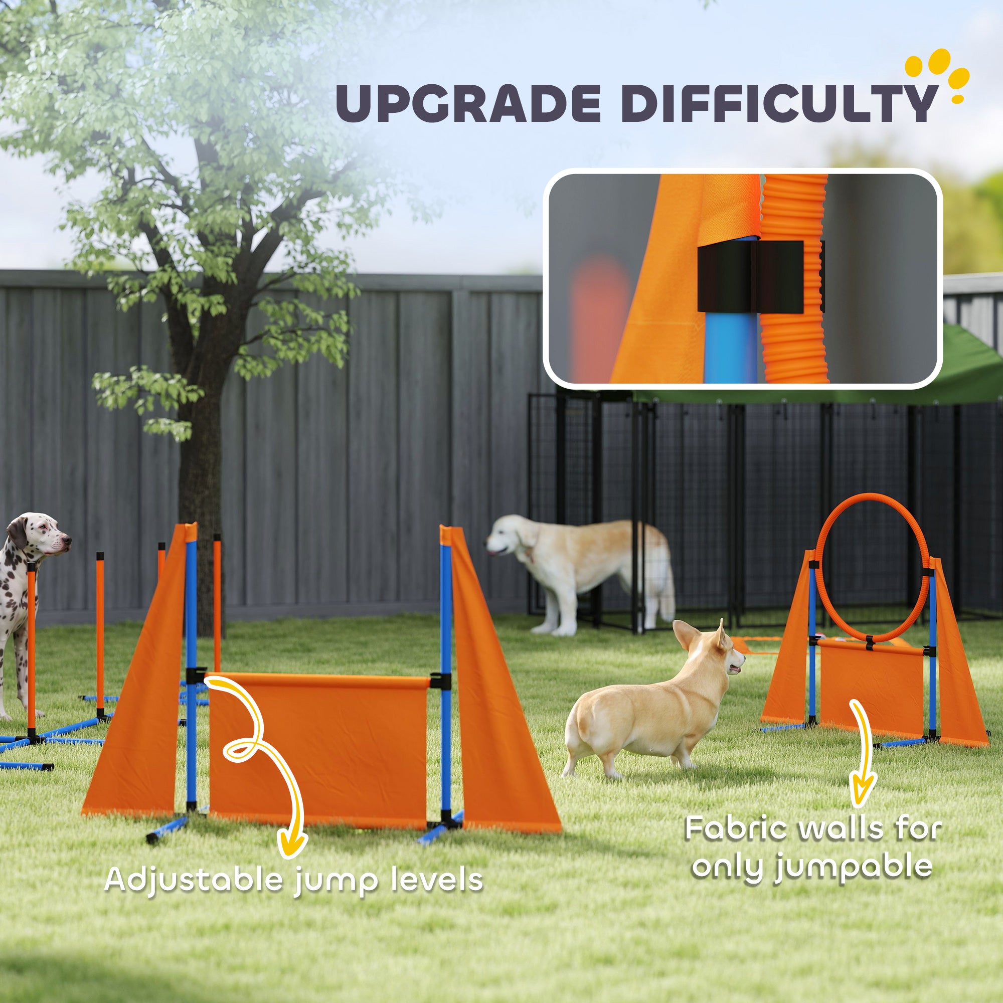 PawHut 6-Piece Dog Agility Training Kit with Jumps and Weave Poles