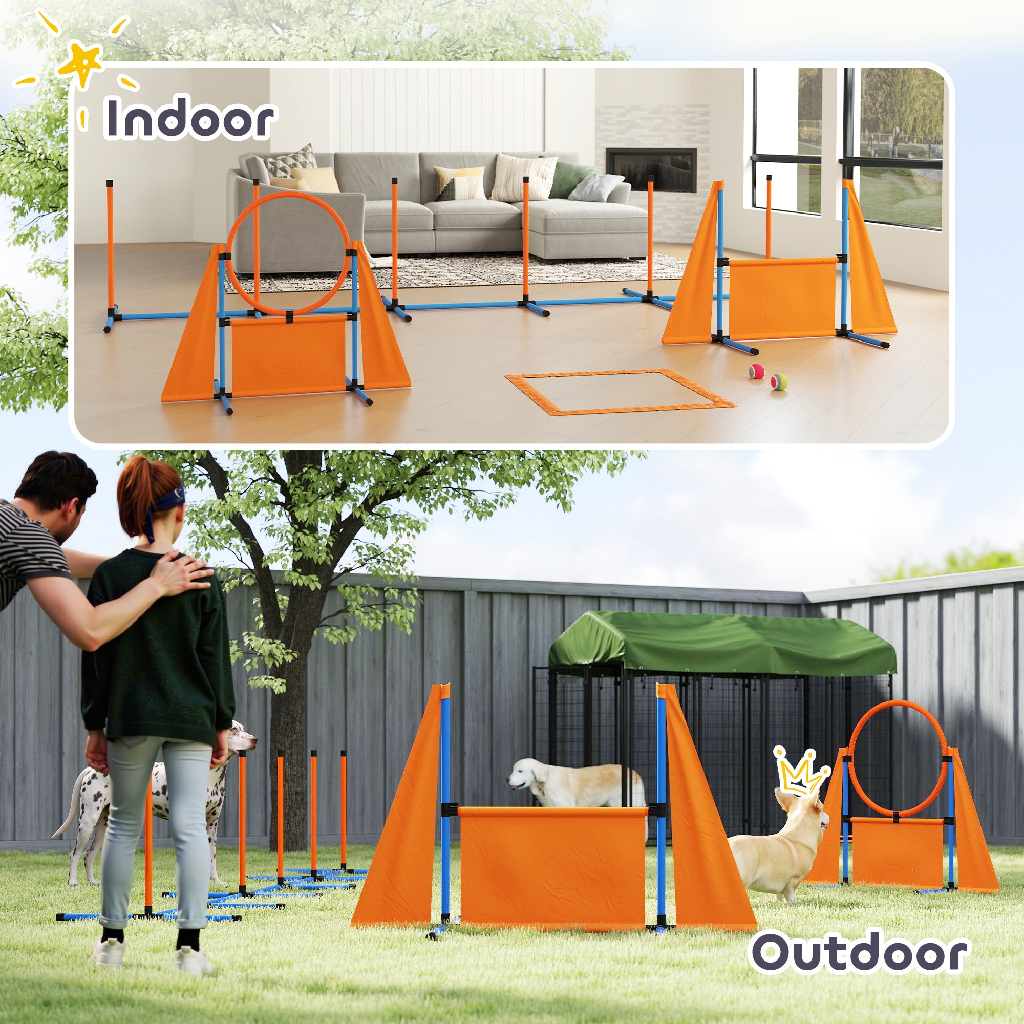 PawHut 6-Piece Dog Agility Training Kit with Jumps and Weave Poles