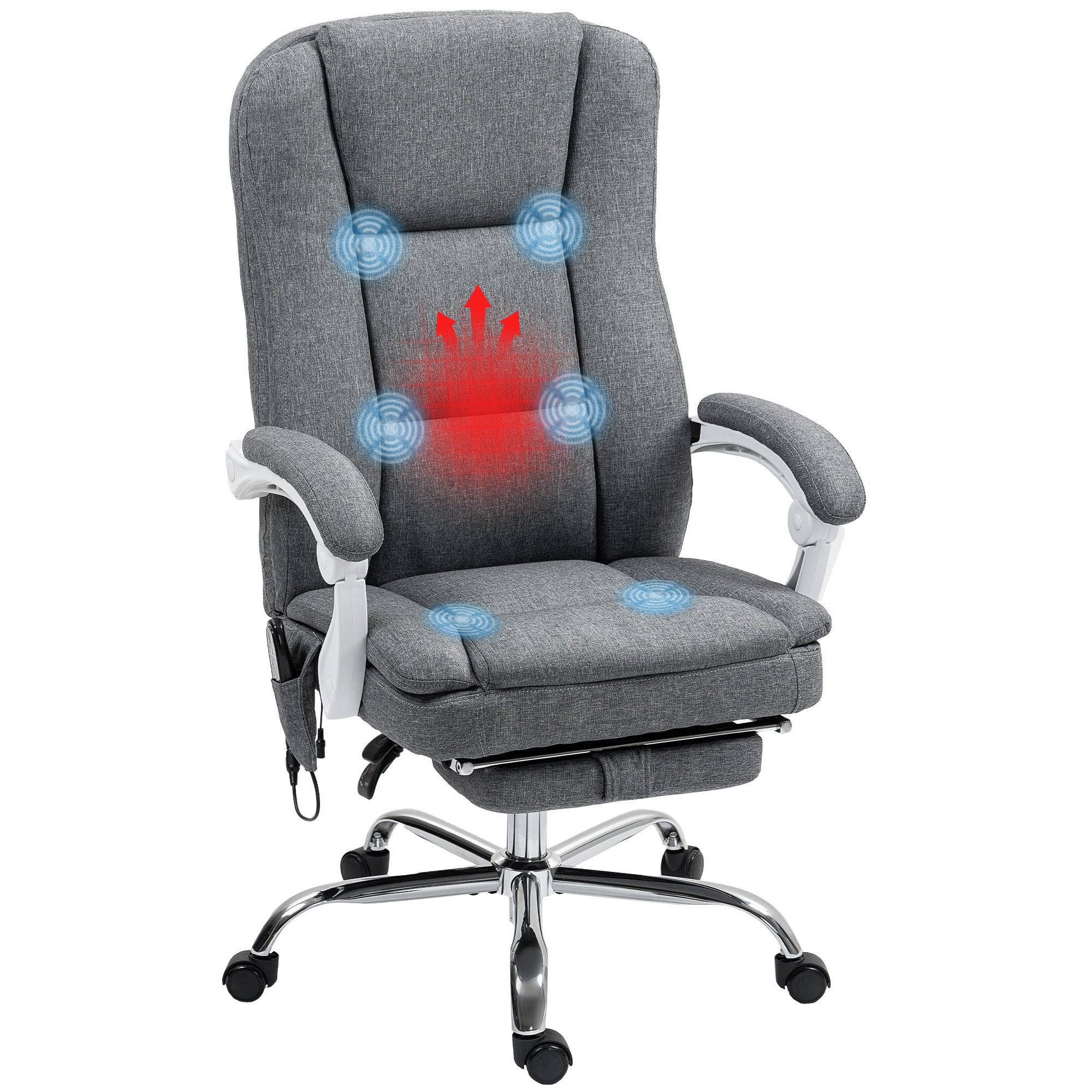 HOMCOM Massage Chair with Heat, 6-Point Vibration & Recline