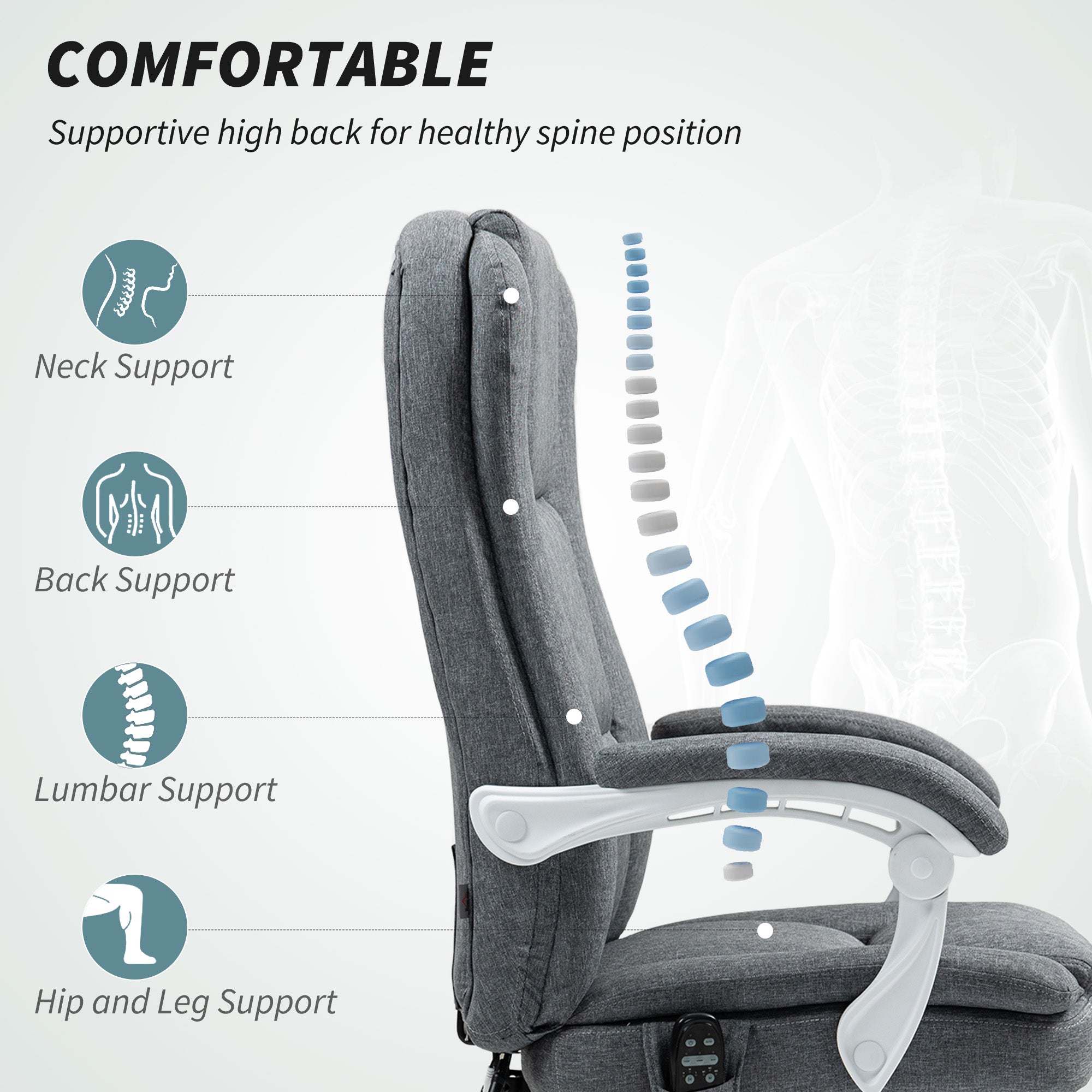 HOMCOM Massage Chair with Heat, 6-Point Vibration & Recline