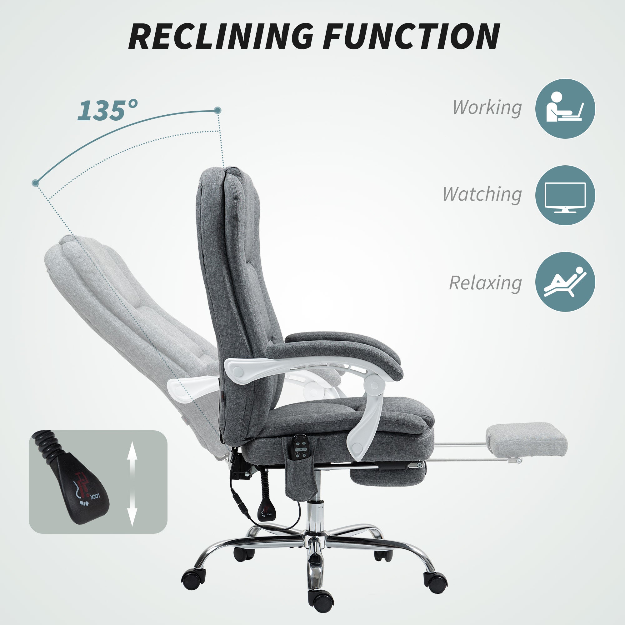 HOMCOM Massage Chair with Heat, 6-Point Vibration & Recline