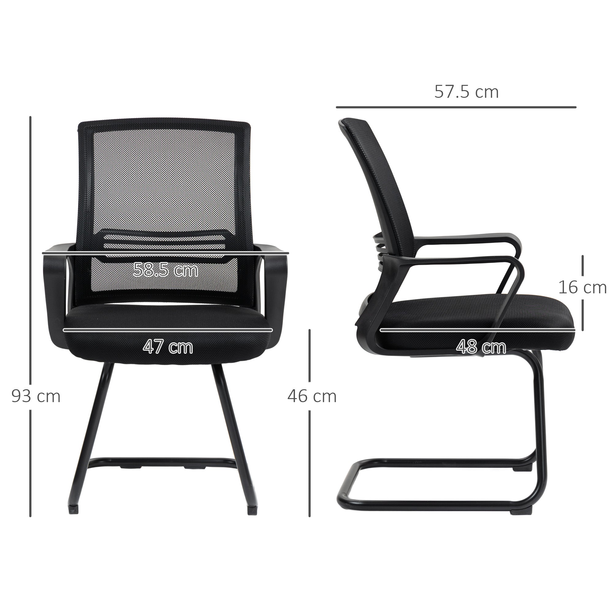 HOMCOM Mesh Office Reception Chair with Sled Base, Black
