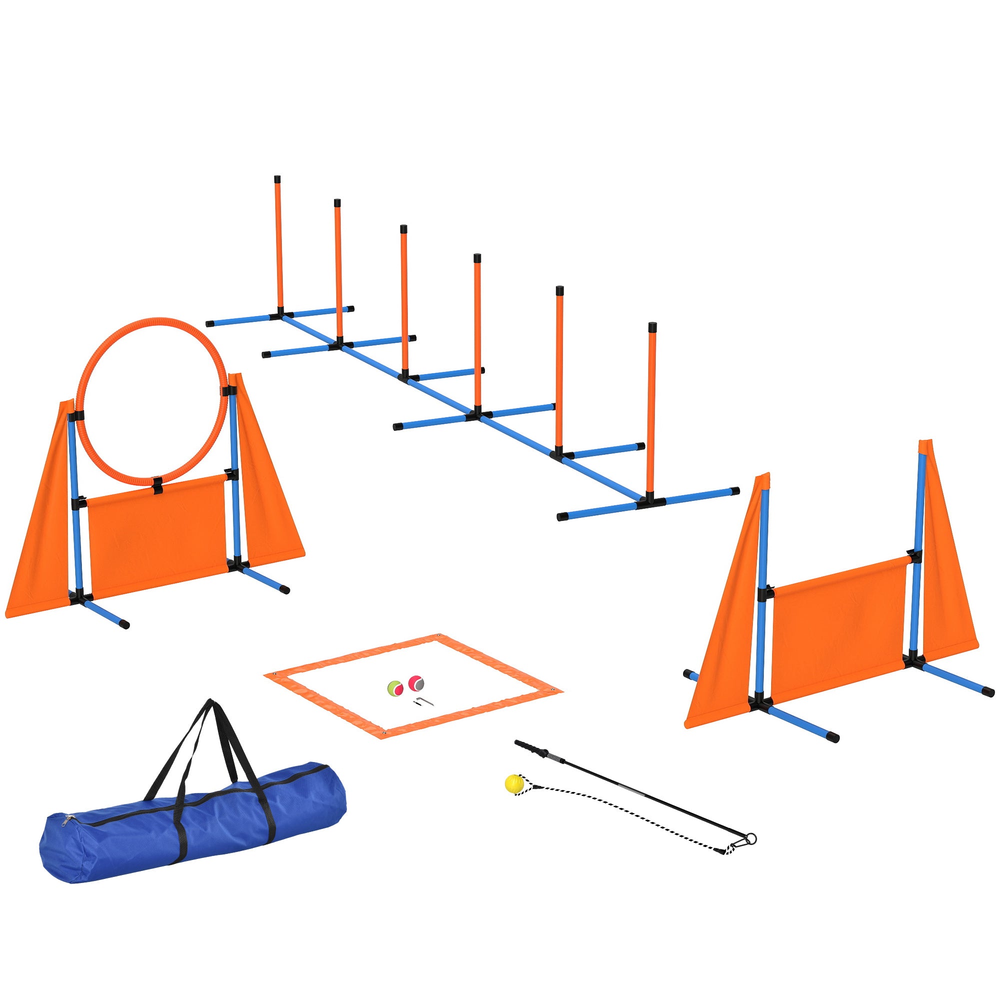 PawHut 7-Piece Dog Agility Training Course Kit with Adjustable Jumps