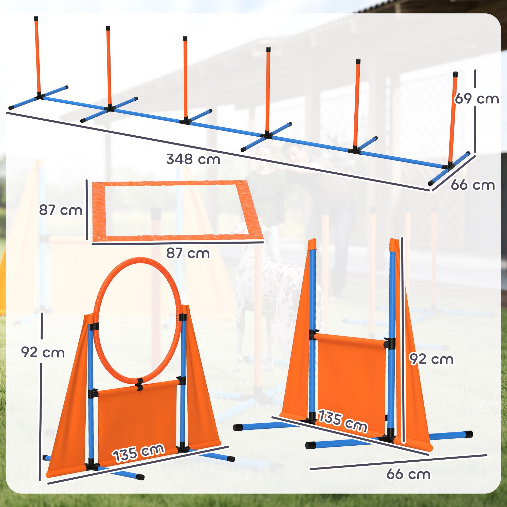 PawHut 7-Piece Dog Agility Training Course Kit with Adjustable Jumps