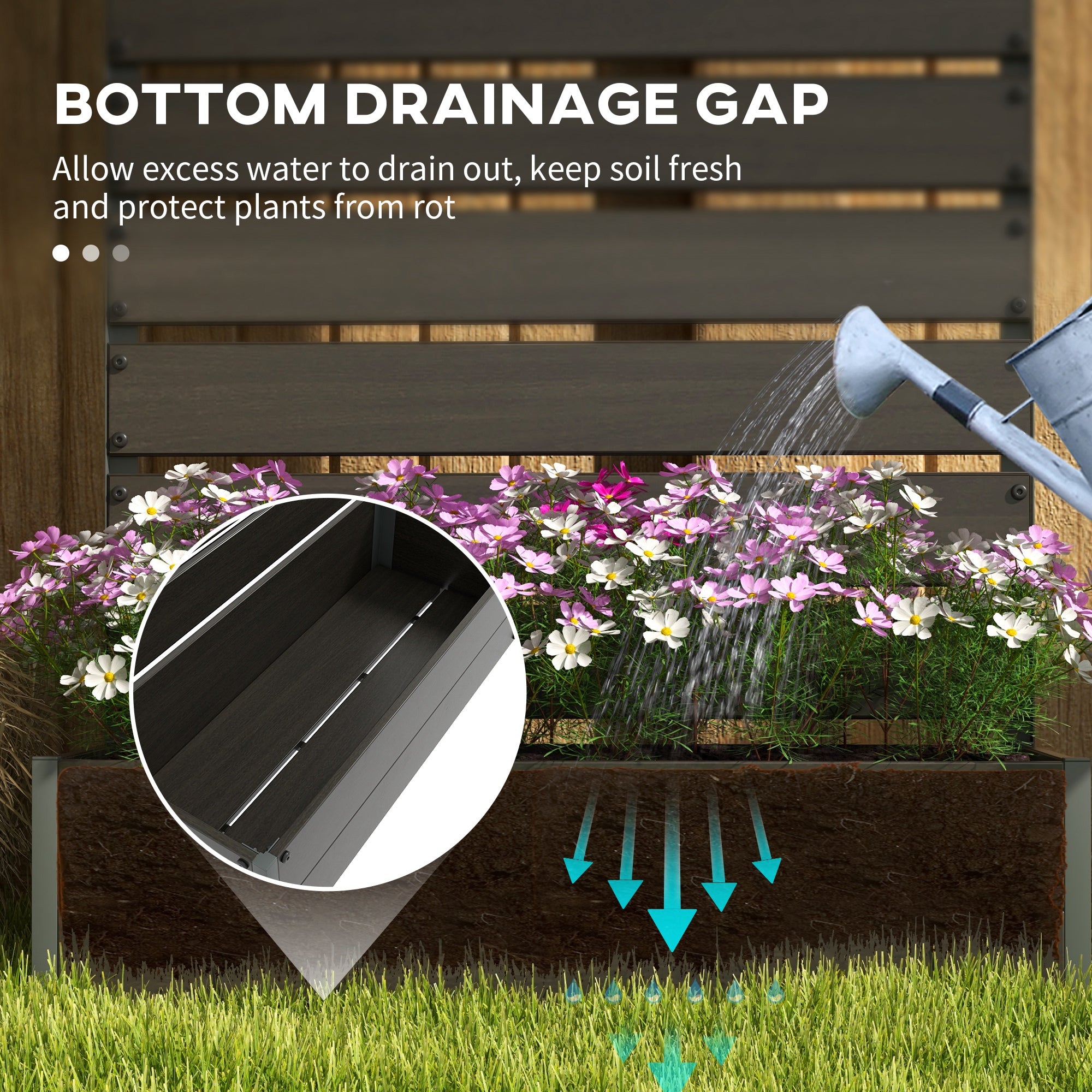 Outsunny Black Raised Garden Bed with Trellis, Standing Patio Planter Box