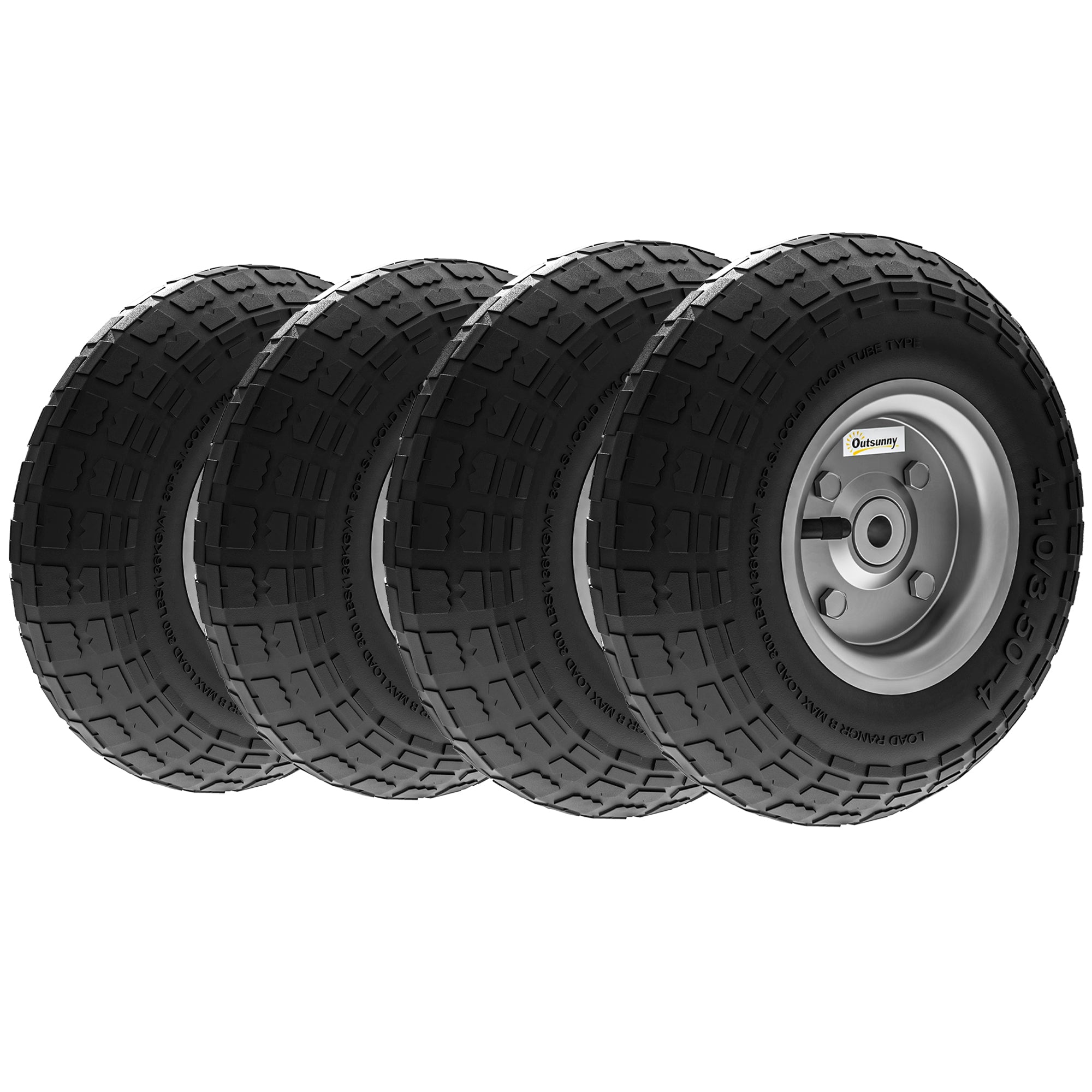 Outsunny 10" Pneumatic Wheels for Barn or Garden Carts, Set of 4