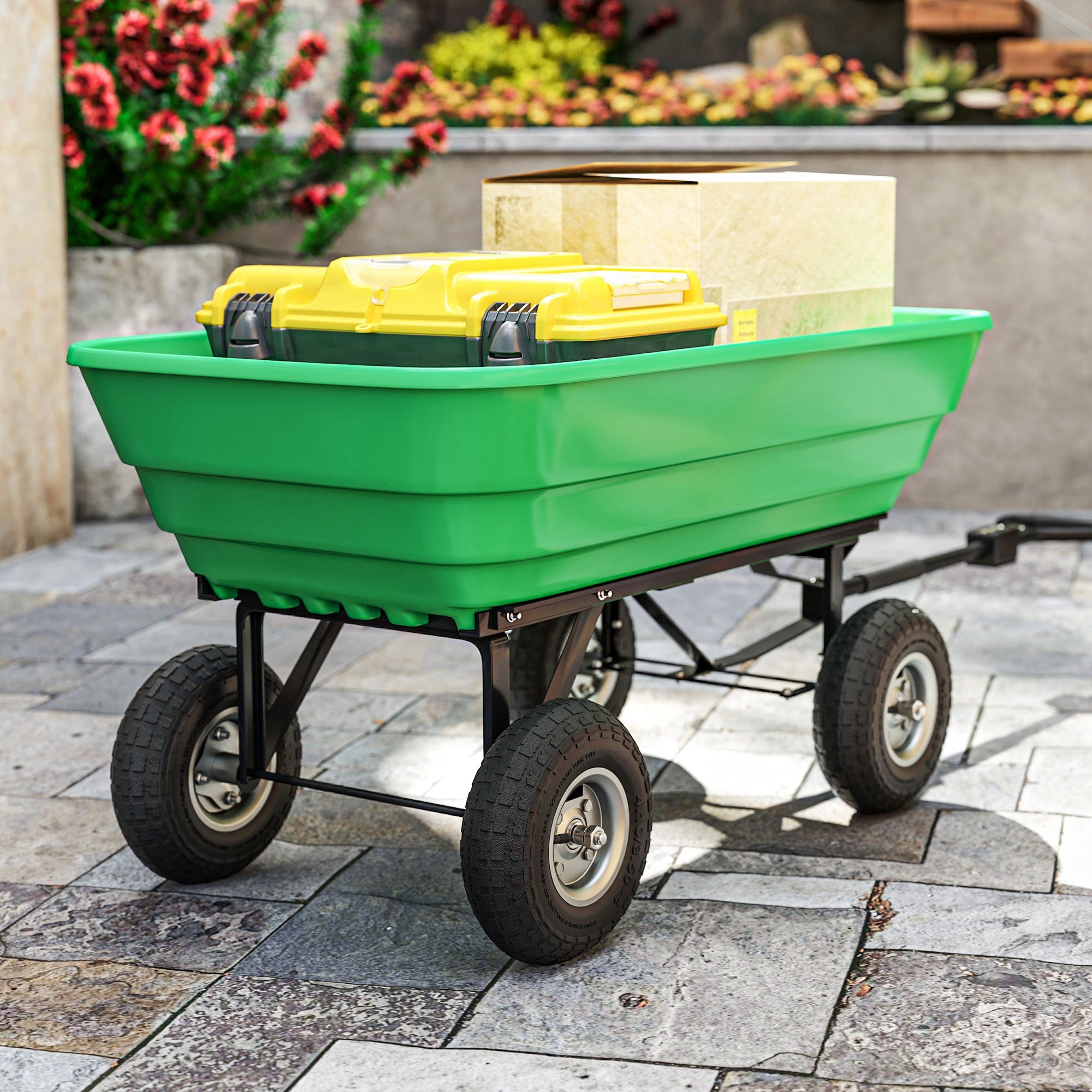 Outsunny 10" Pneumatic Wheels for Barn or Garden Carts, Set of 4