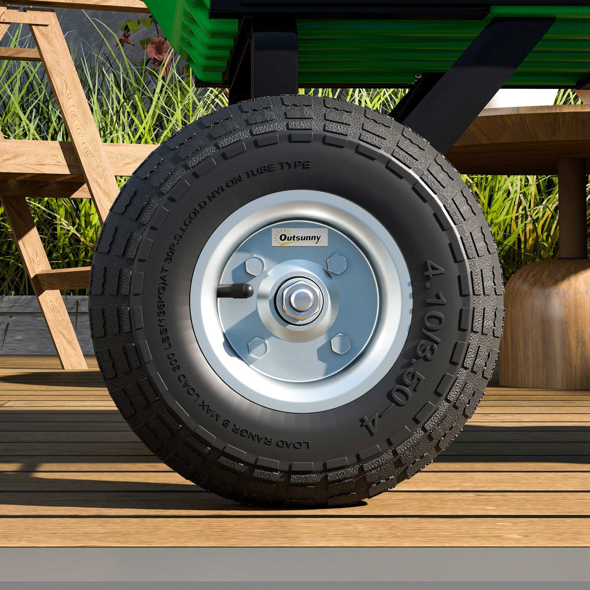 Outsunny 10" Pneumatic Wheels for Barn or Garden Carts, Set of 4