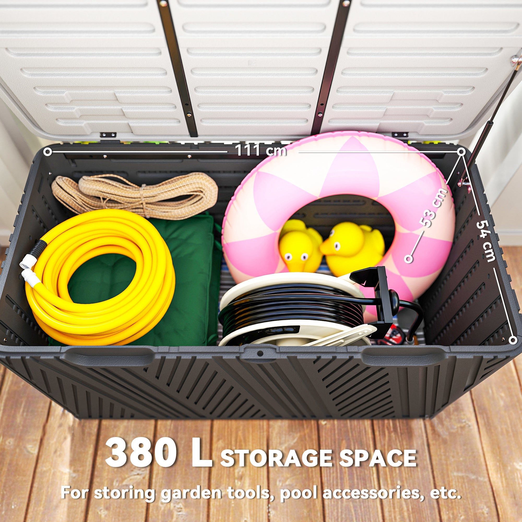 Outsunny 380L HDPE Storage Box with Lockable Lid, Waterproof