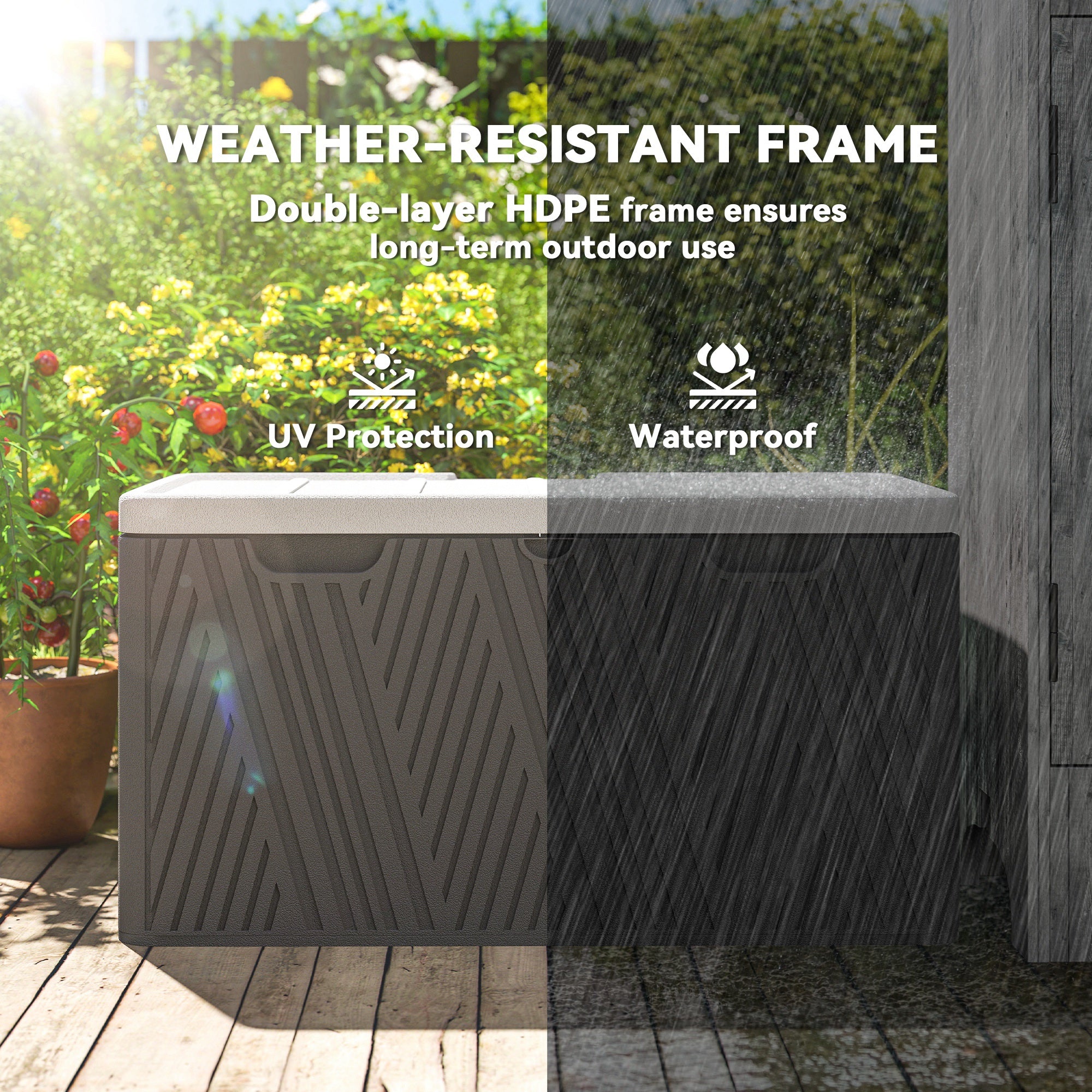 Outsunny 380L HDPE Storage Box with Lockable Lid, Waterproof