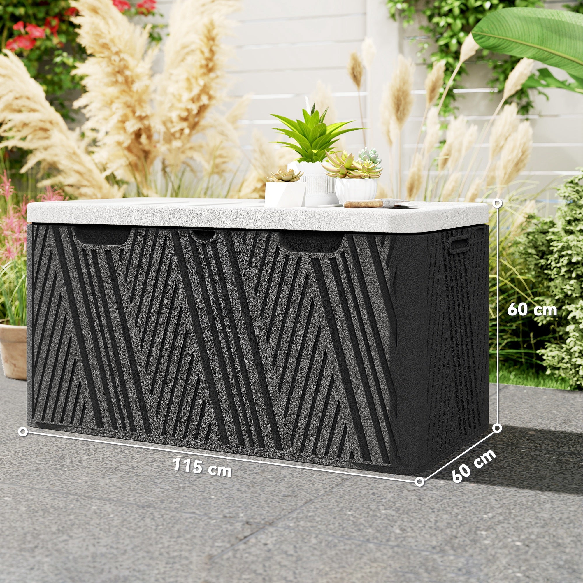 Outsunny 380L HDPE Storage Box with Lockable Lid, Waterproof