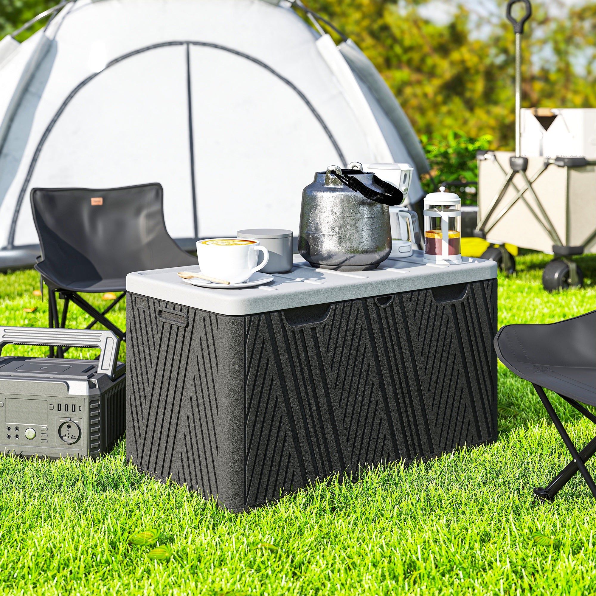 Outsunny 380L HDPE Storage Box with Lockable Lid, Waterproof