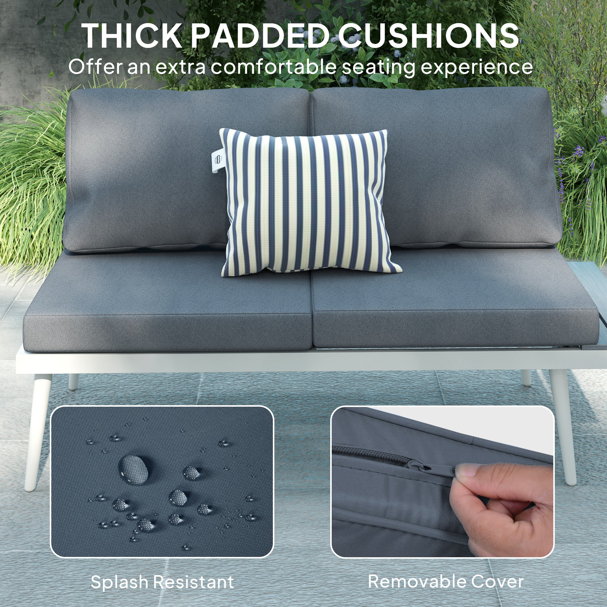 Outsunny 3-Piece Garden Lounge Set with Adjustable Lounger, Grey