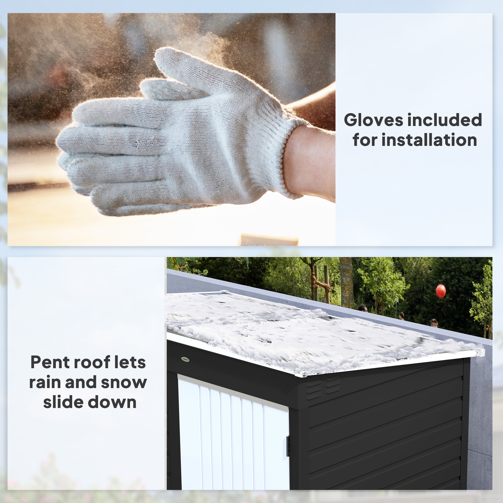 Outsunny 6 x 4ft Galvanised Steel Garden Shed, Lockable Door