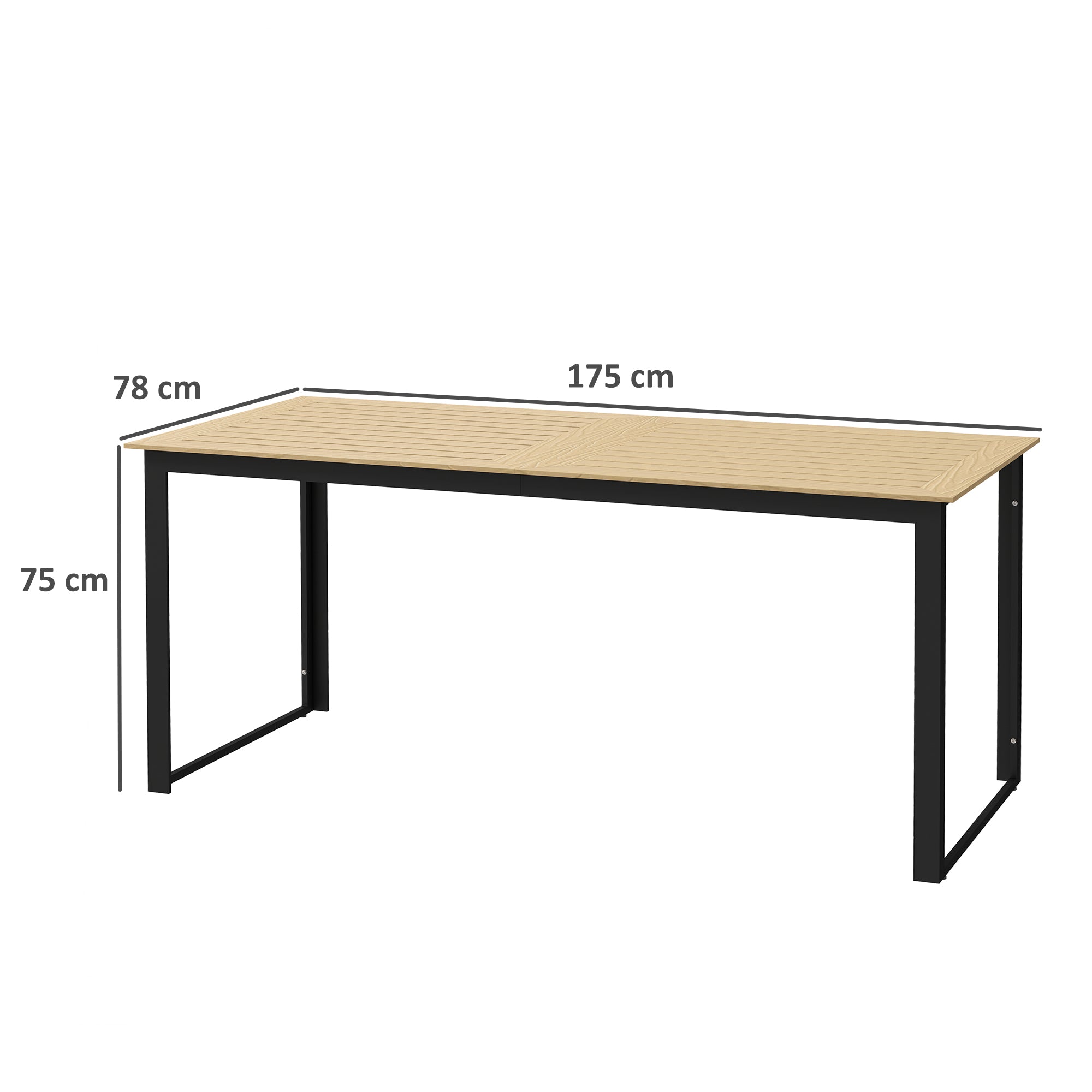 Outsunny 6-Seater Garden Dining Table with Slatted Top, Teak