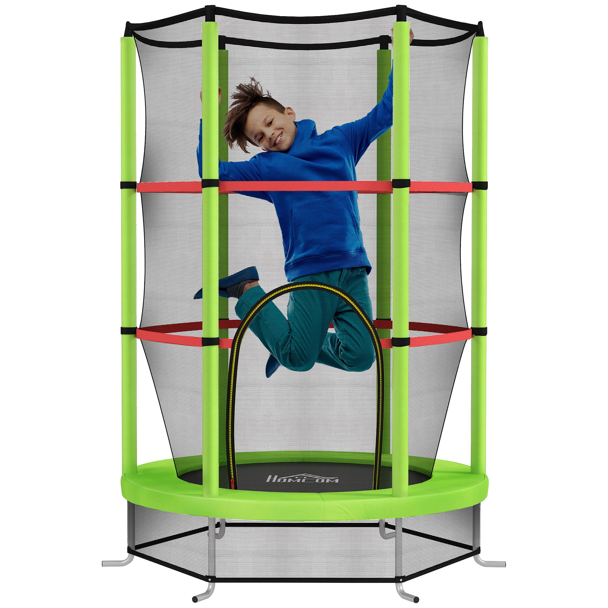 HOMCOM Kids Mini Trampoline with Enclosure Net, Ages 3-6, Green