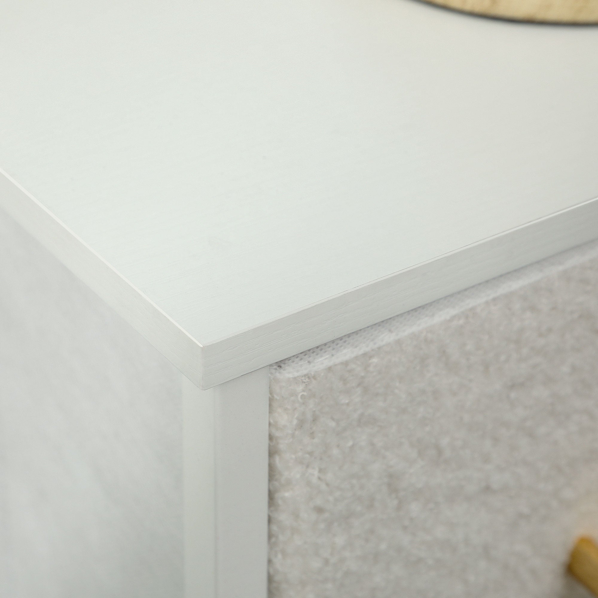 Cream White 9-Drawer Storage Unit with Boucle Fabric & Steel Frame