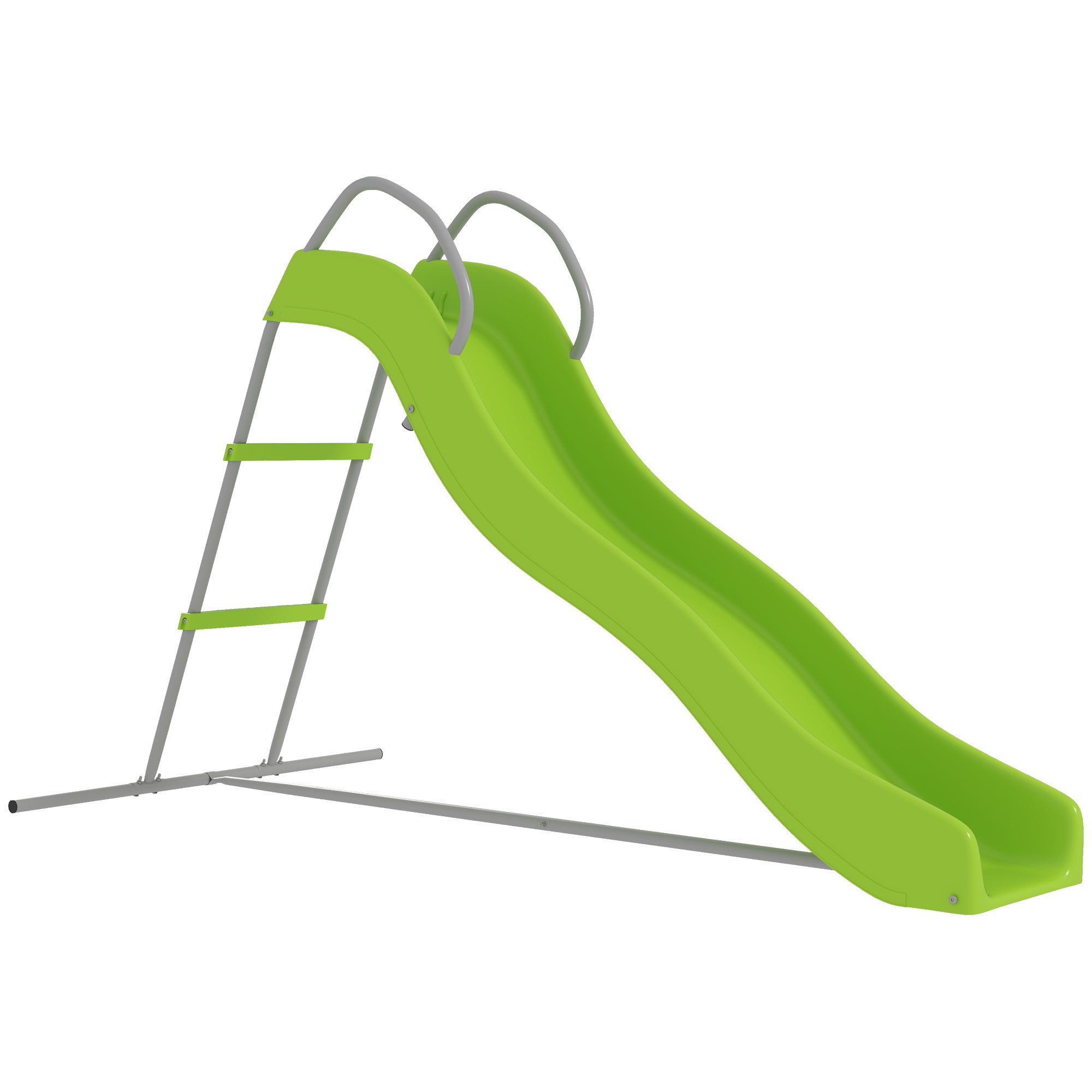 AIYAPLAY Freestanding Kids Wavy Slide with Ladder, Green