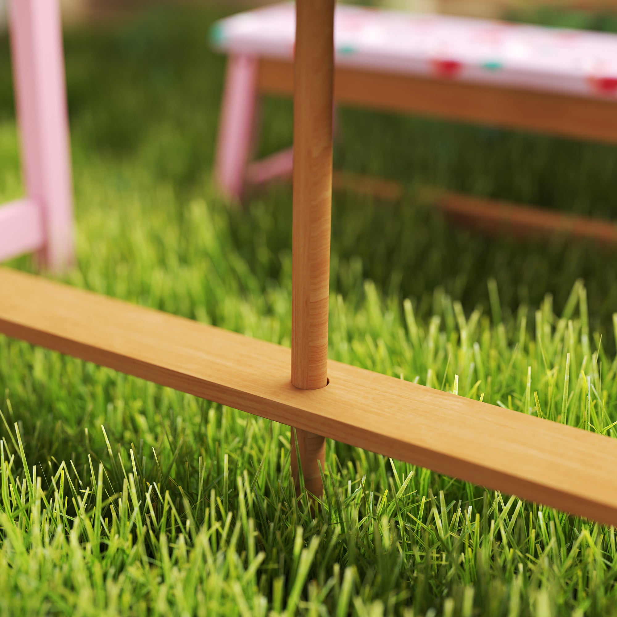 AIYAPLAY Kids Wooden Picnic Table & Bench Set with Umbrella, Pink