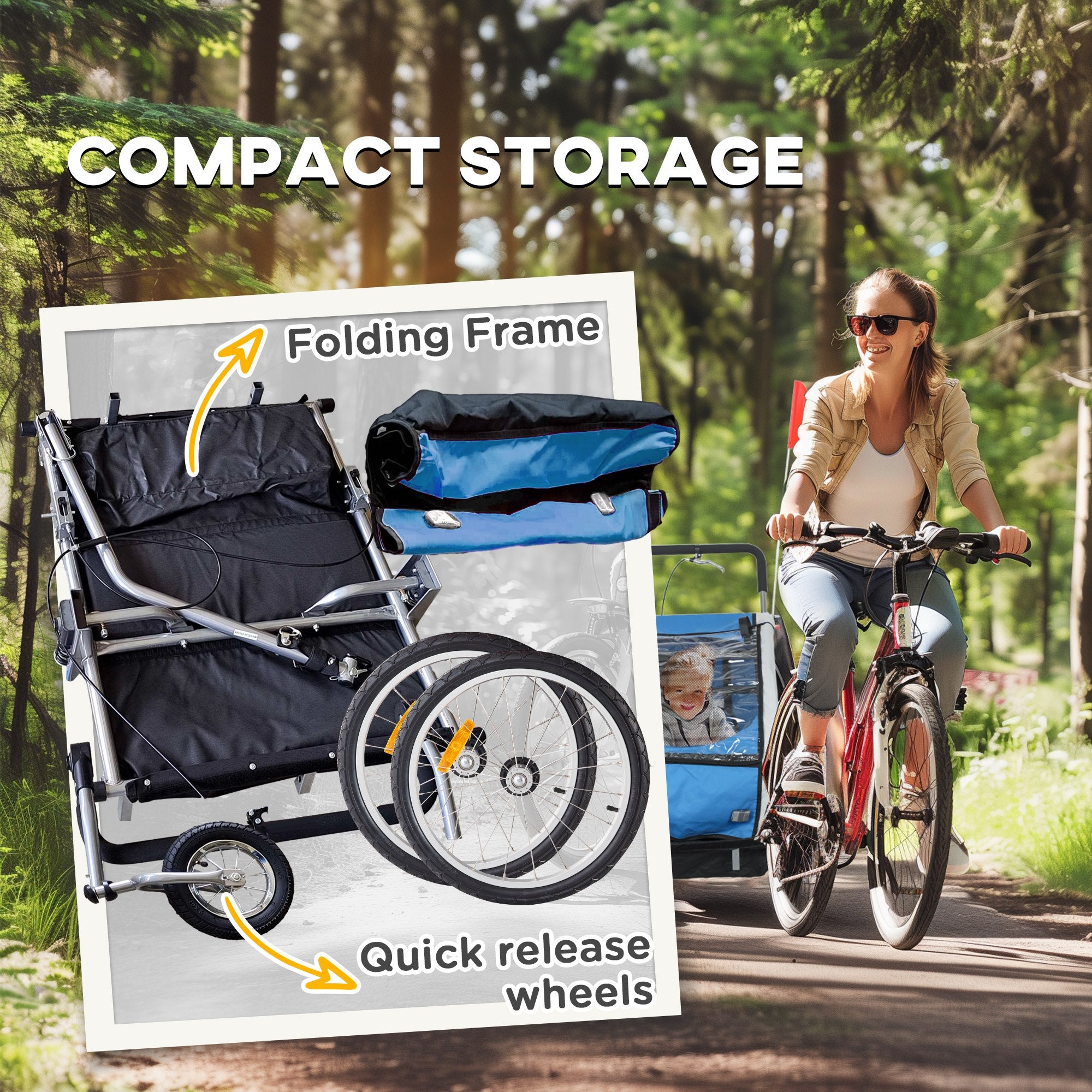 HOMCOM Steel Frame Child Carrier for 2 Kids with 5-Point Harness