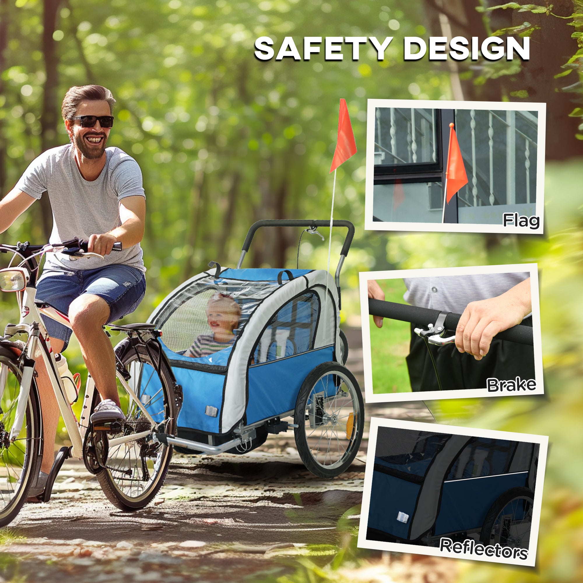 HOMCOM Steel Frame Child Carrier for 2 Kids with 5-Point Harness