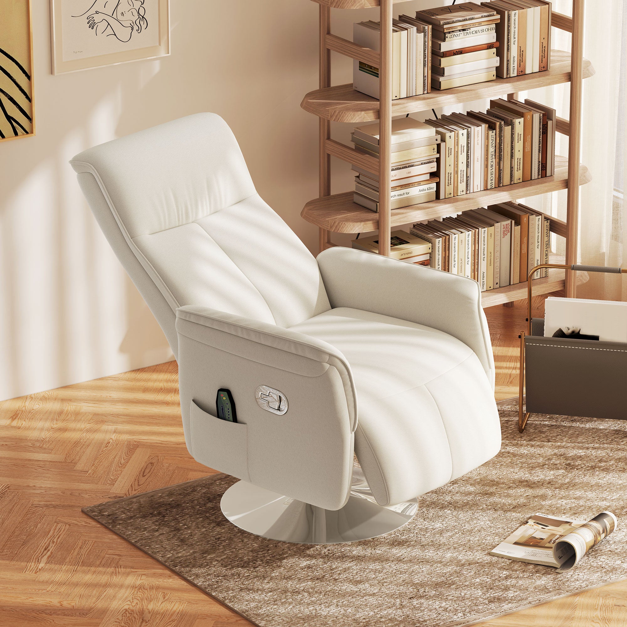 HOMCOM 10-Point Massage Reclining Chair with Footrest, Cream White