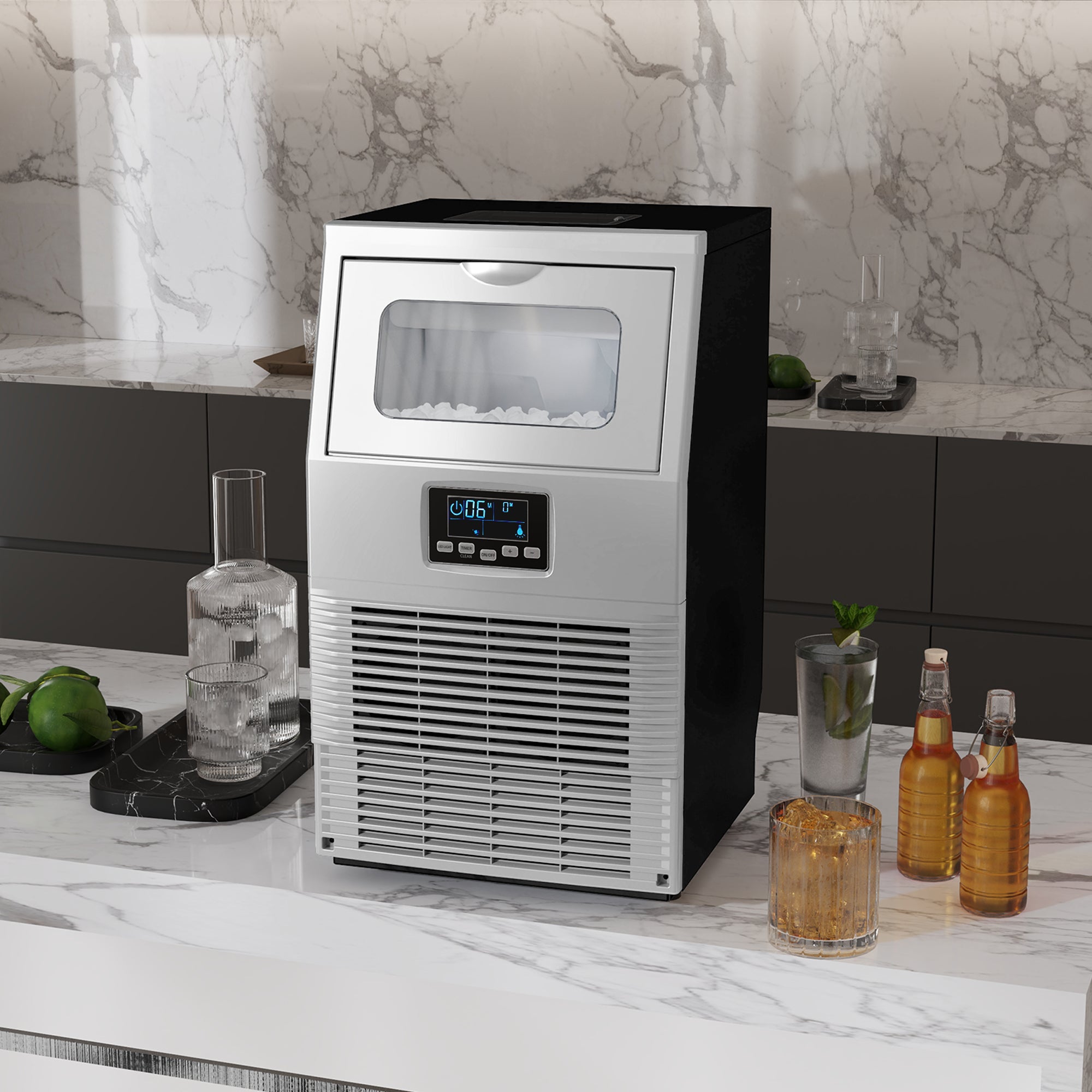 HOMCOM Commercial Ice Maker, 30kg/Day, 4kg Ice Storage