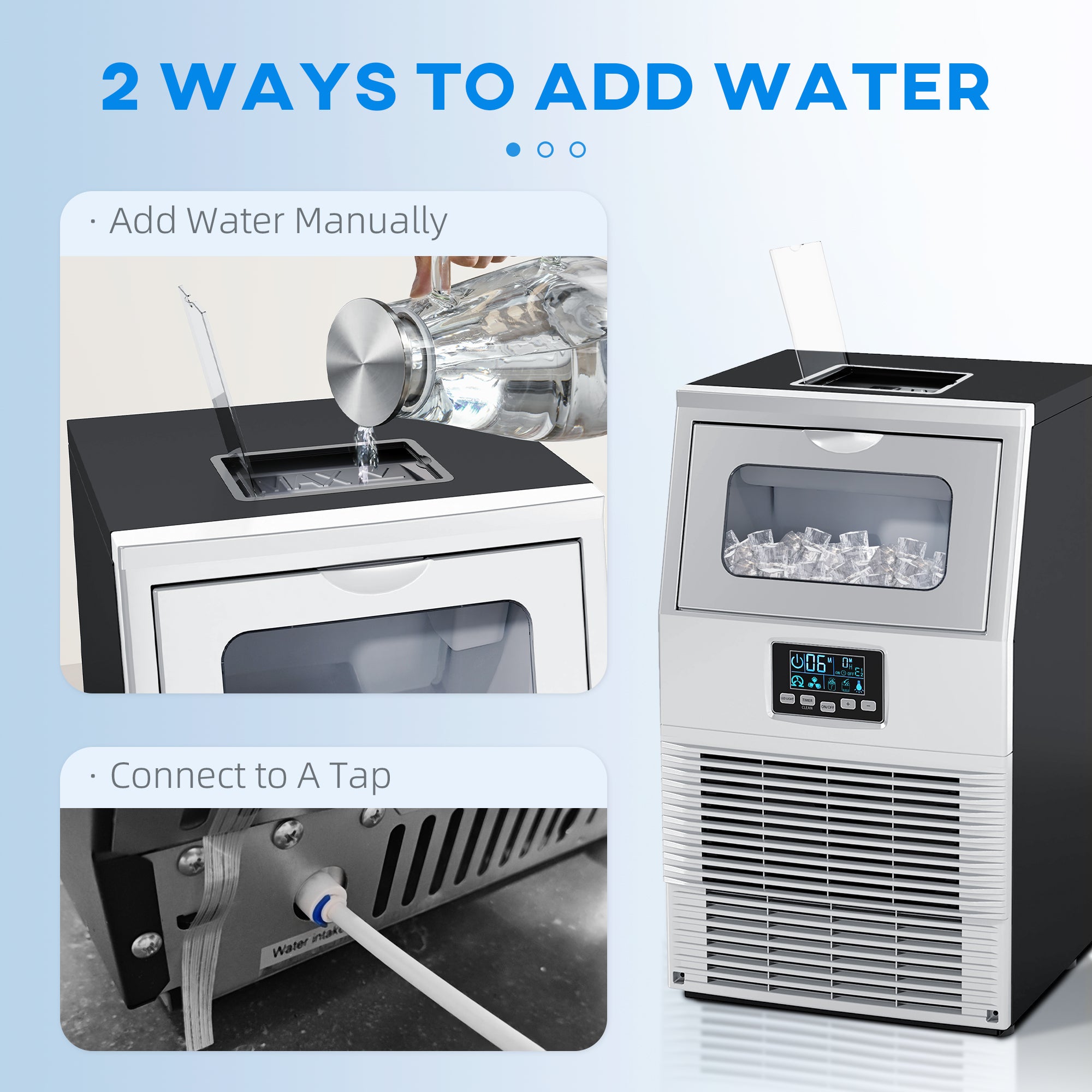 HOMCOM Commercial Ice Maker, 30kg/Day, 4kg Ice Storage