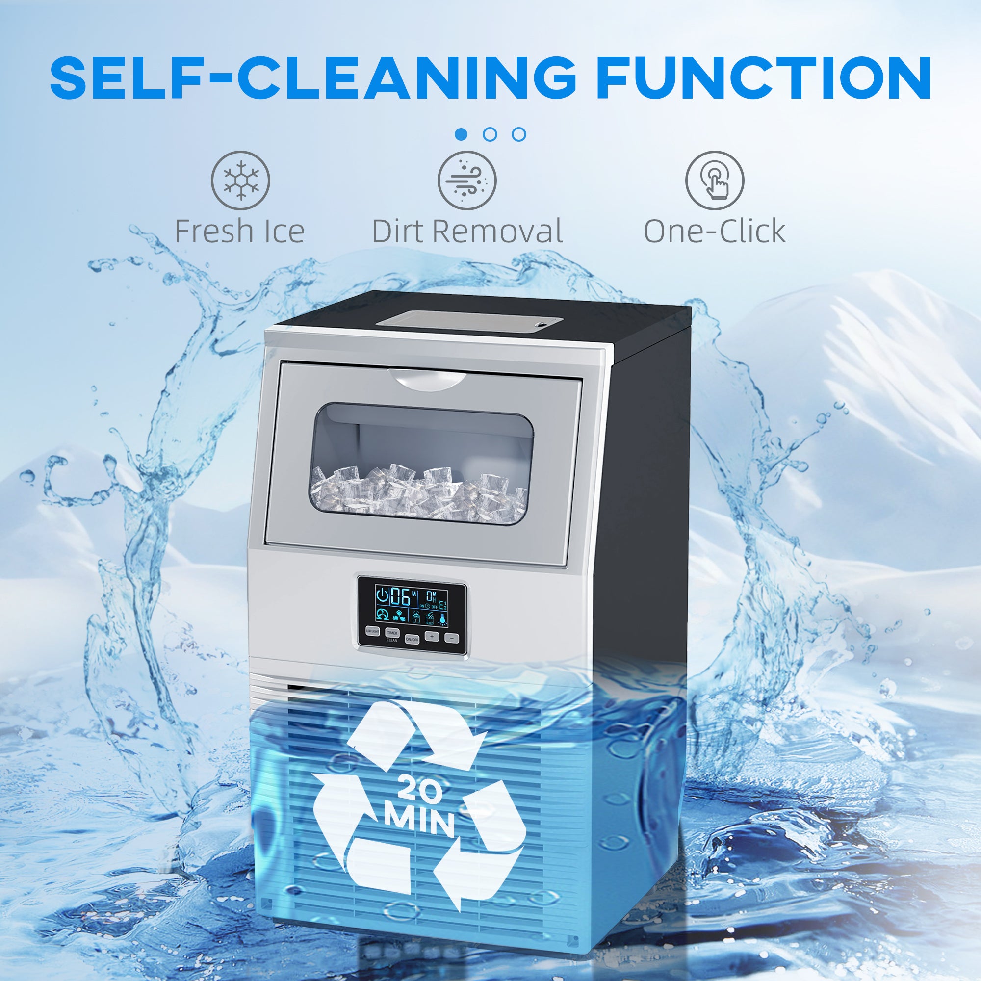 HOMCOM Commercial Ice Maker, 30kg/Day, 4kg Ice Storage