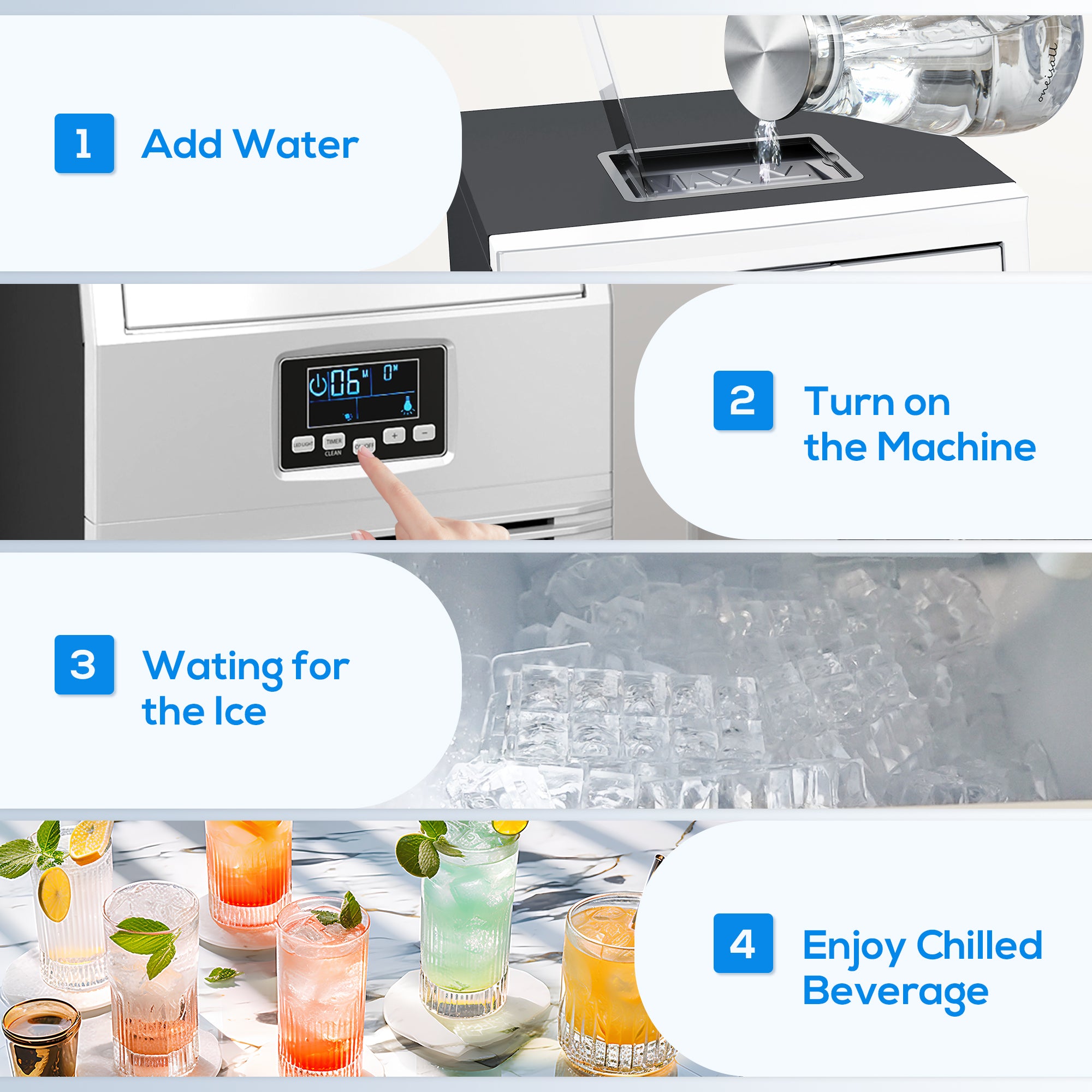 HOMCOM Commercial Ice Maker, 30kg/Day, 4kg Ice Storage
