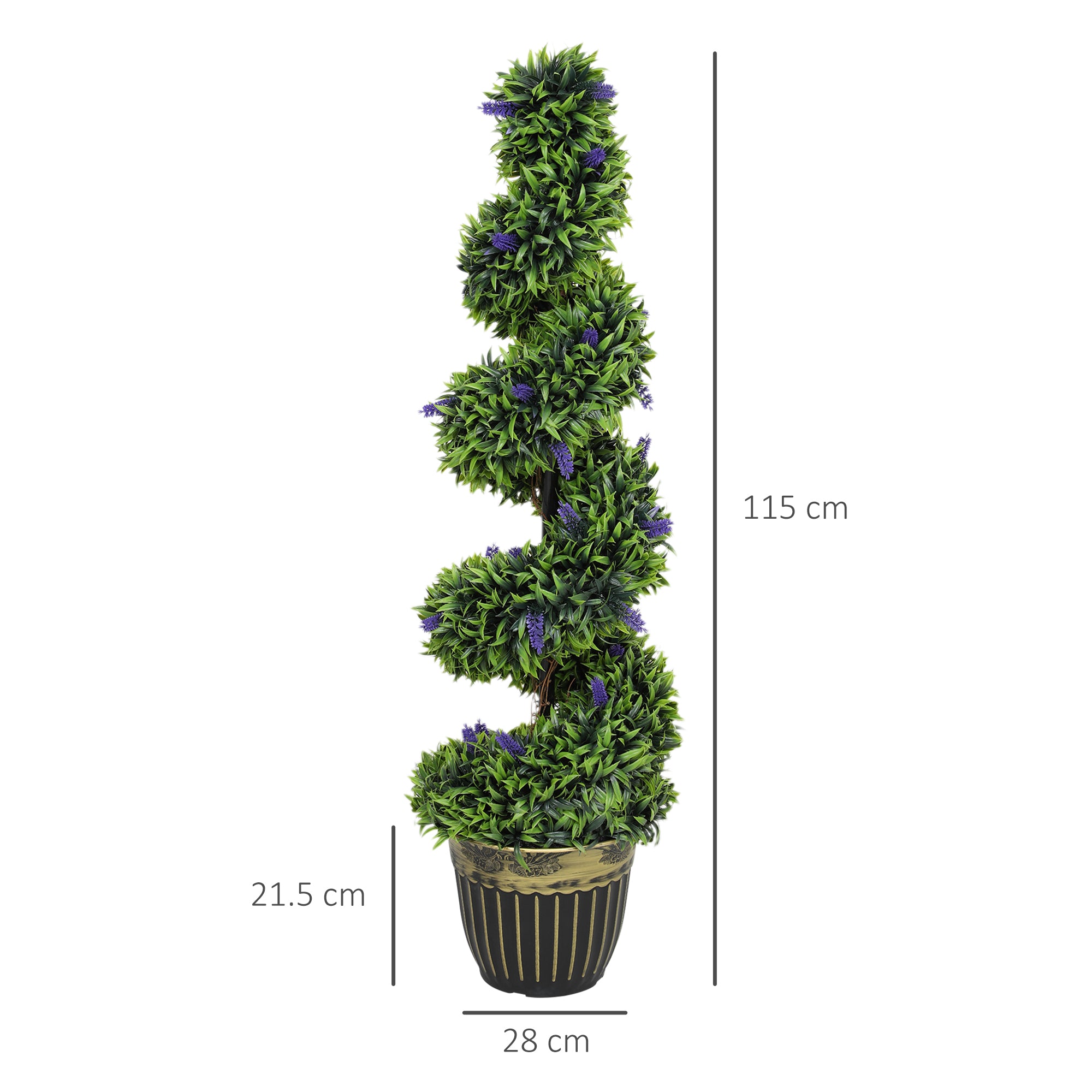 HOMCOM Spiral Boxwood & Lavender Plant Set, Low-Maintenance Decor