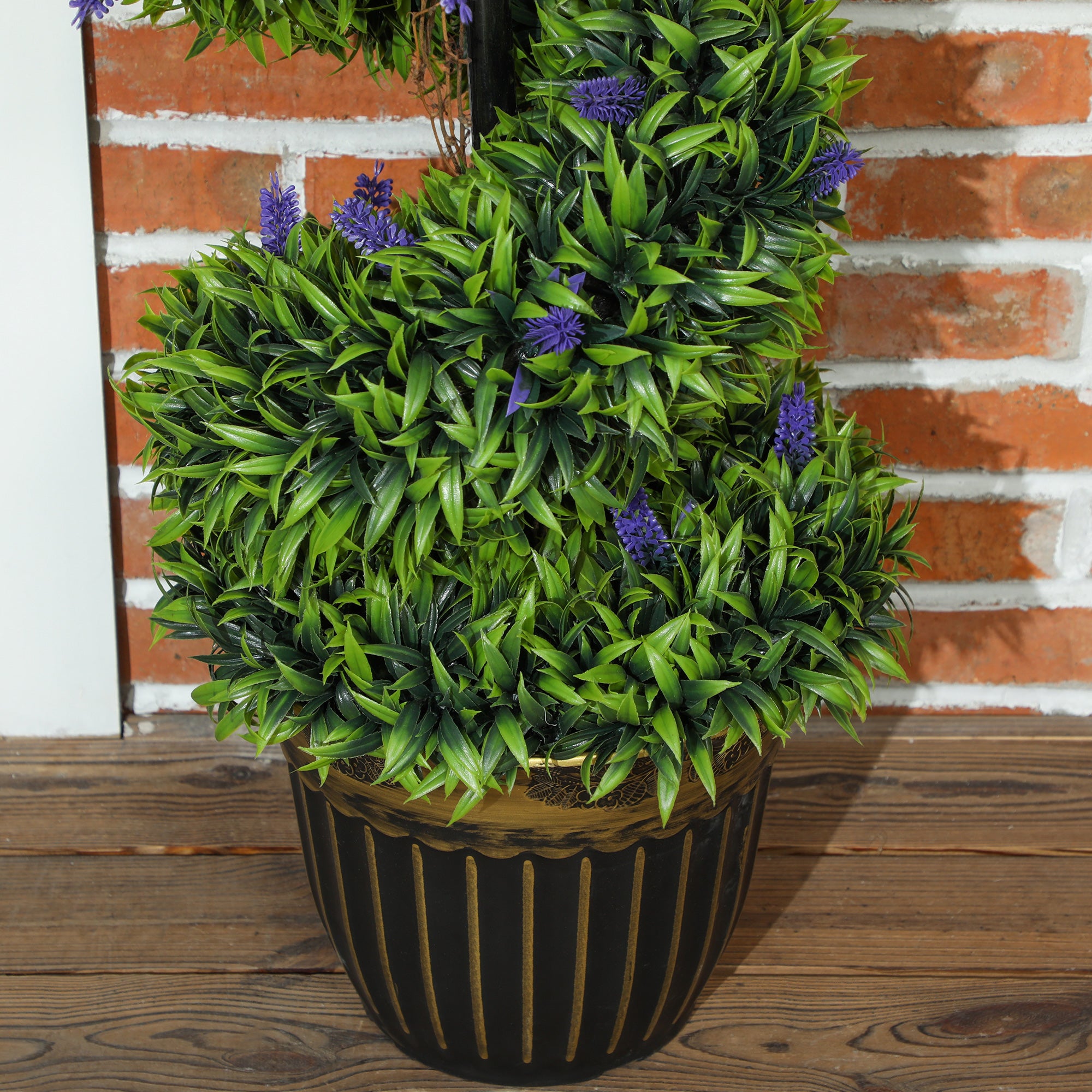 HOMCOM Spiral Boxwood & Lavender Plant Set, Low-Maintenance Decor
