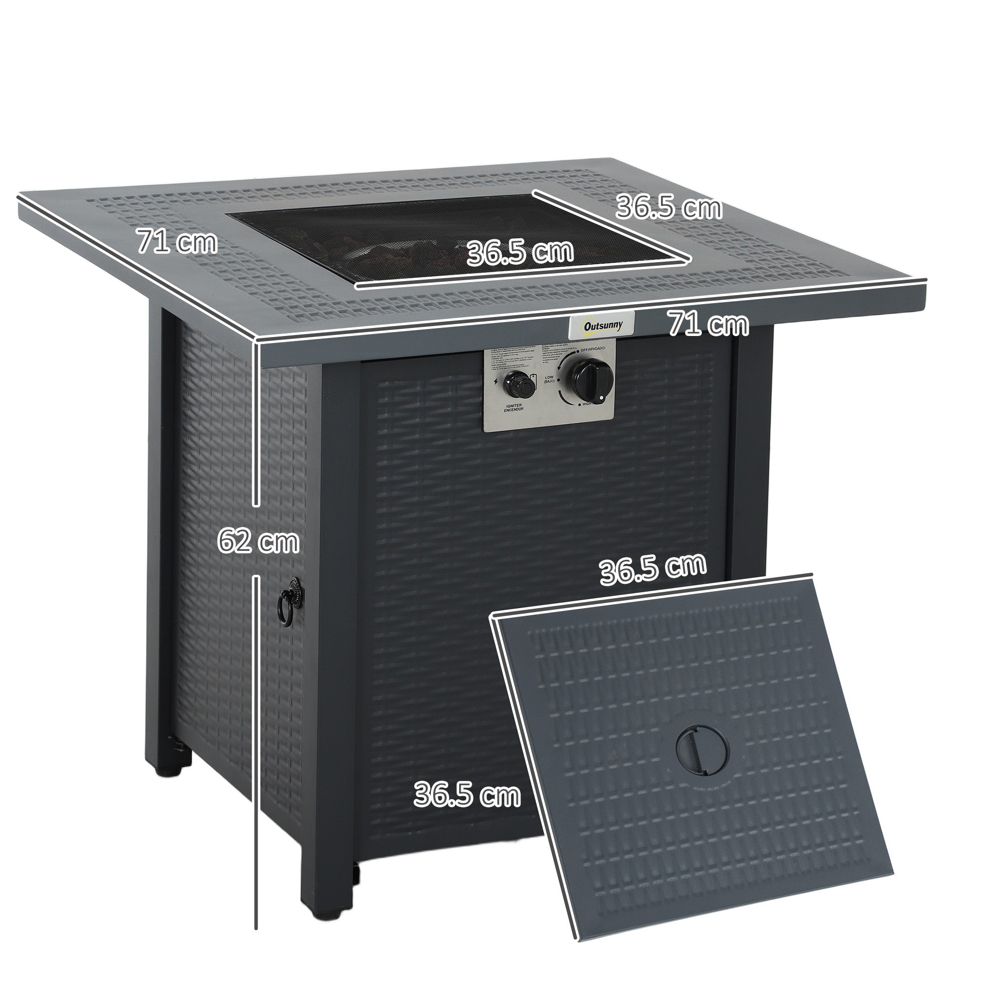 Outsunny 40000 BTU Steel Fire Pit Table with Pulse Ignition