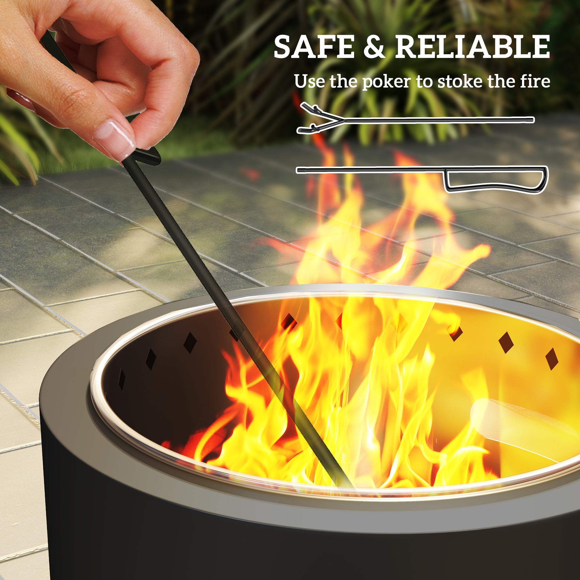 Outsunny Smokeless Wood Burning Steel Fire Pit, Dark Grey