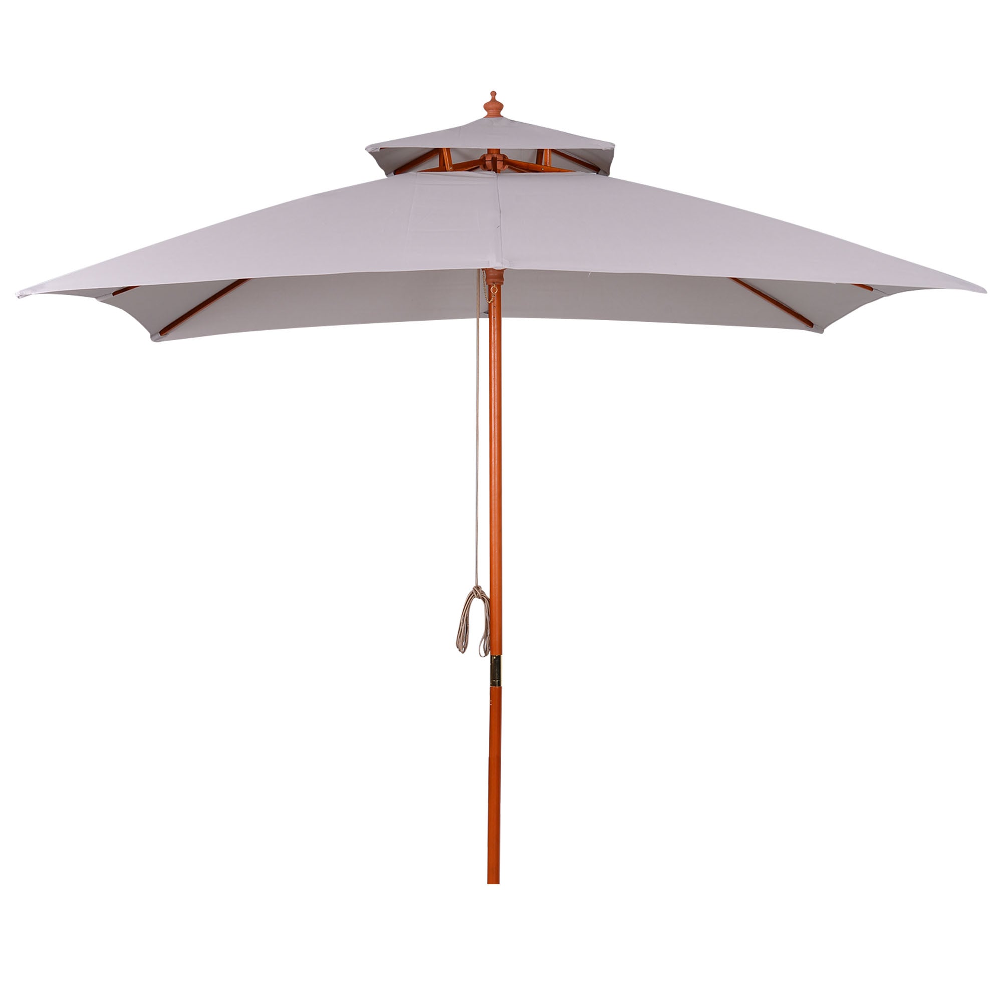 Double-Tier Garden Parasol with Pulley System, Grey