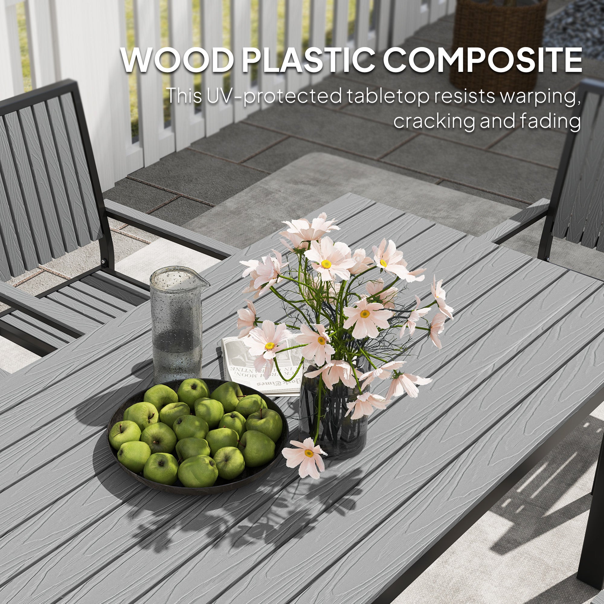 Outsunny 6-Seater Aluminium Garden Dining Set with Stackable Chairs