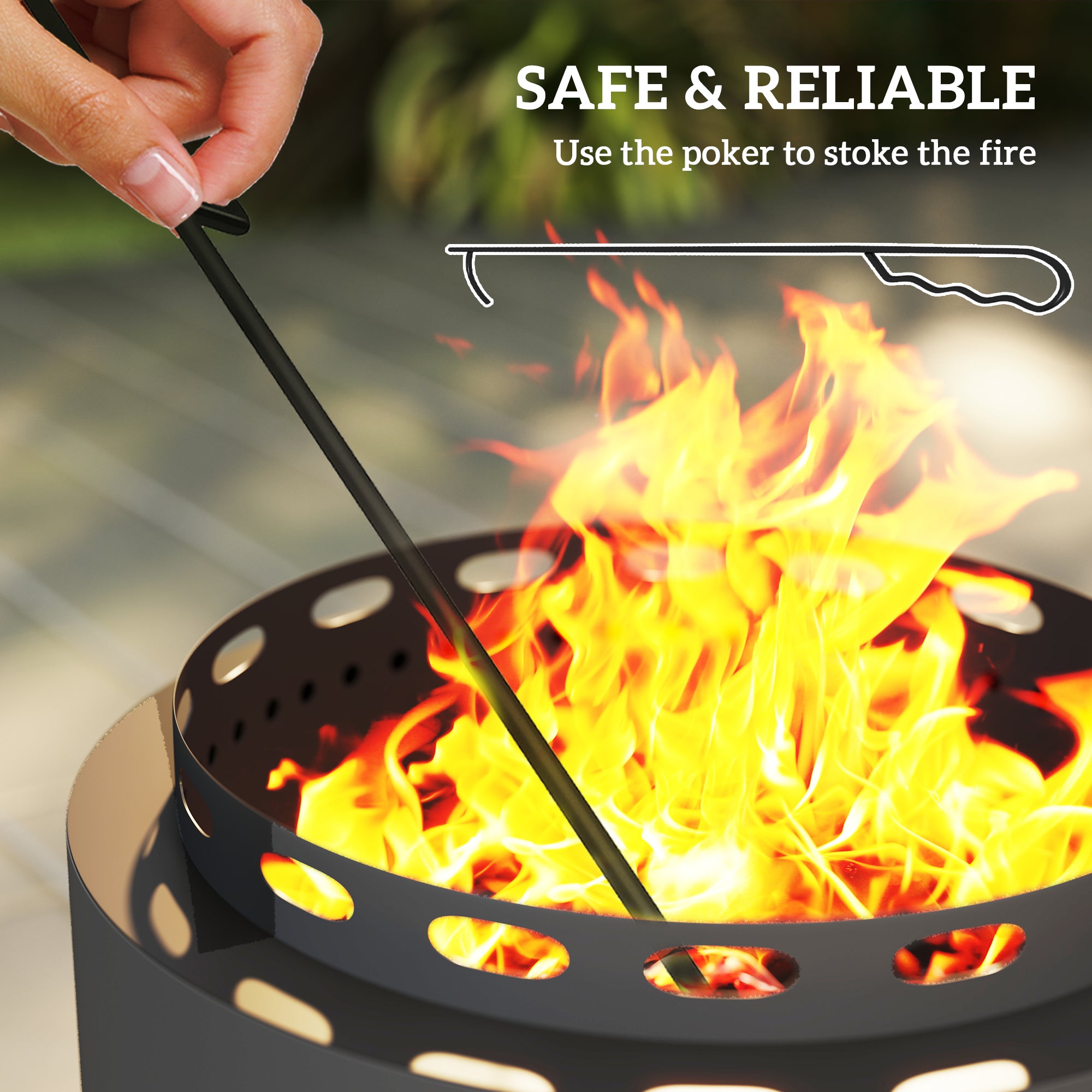 Outsunny 48.5cm Smokeless Wood Burning Metal Fire Pit, Dark Grey