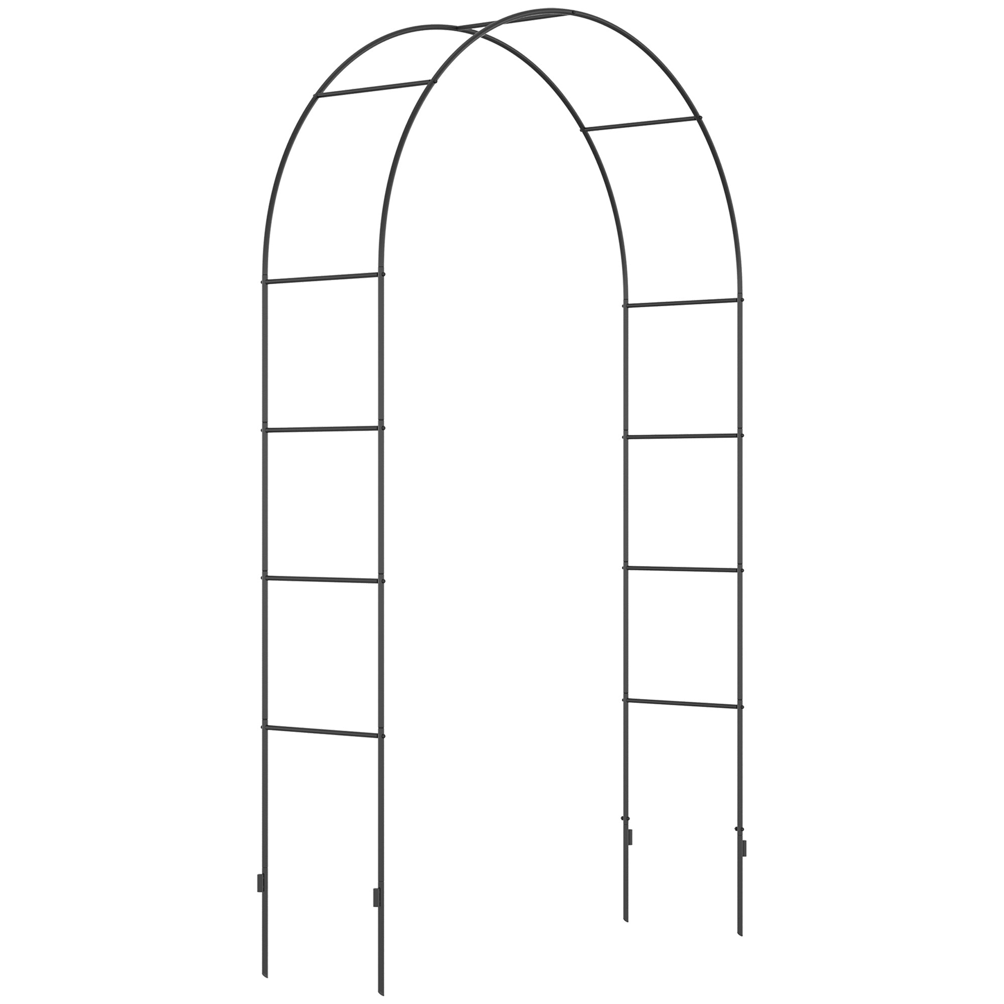 Outsunny Metal Garden Arch Arbor for Climbing Plants, Black
