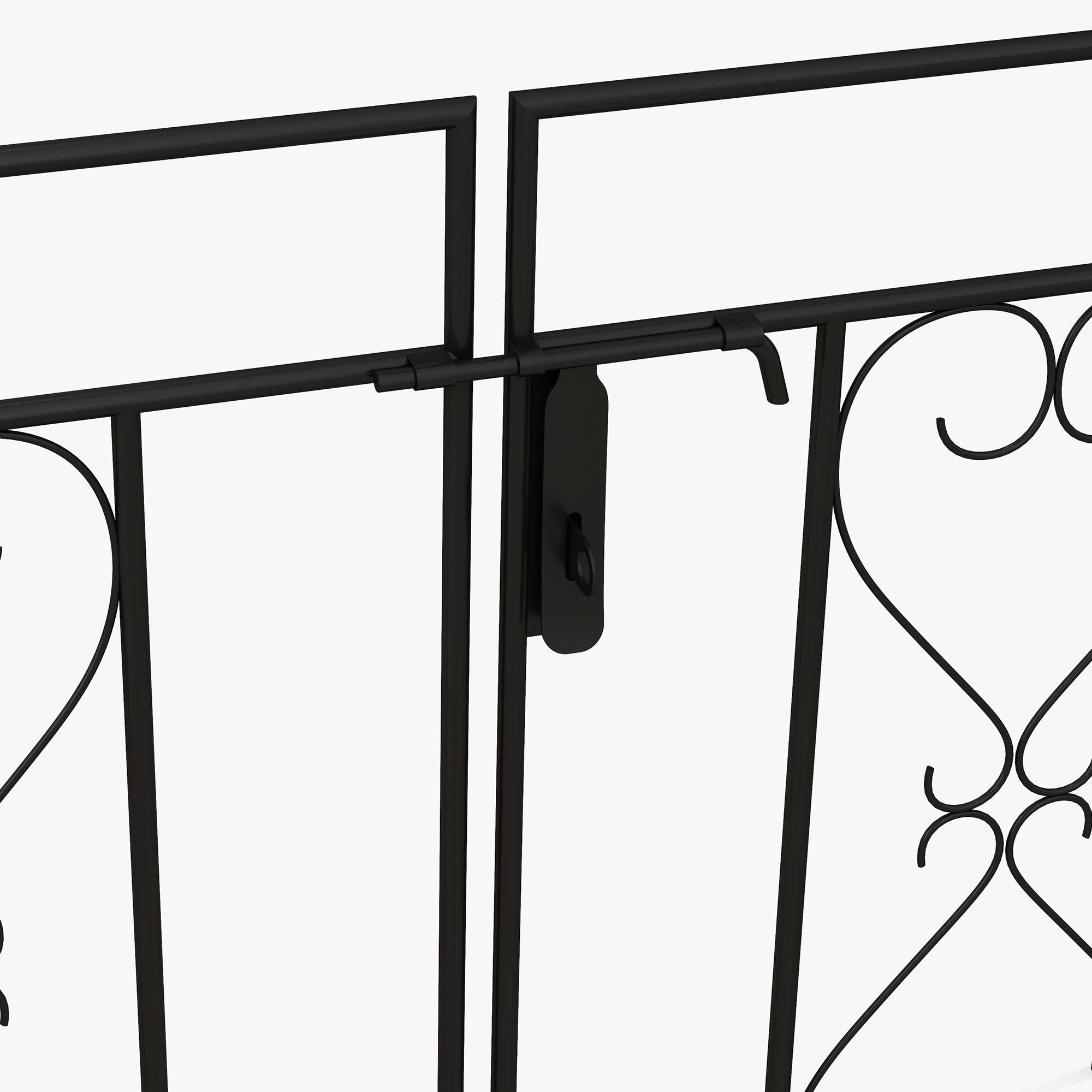 Outsunny Decorative Black Steel Garden Arch with Double Gate