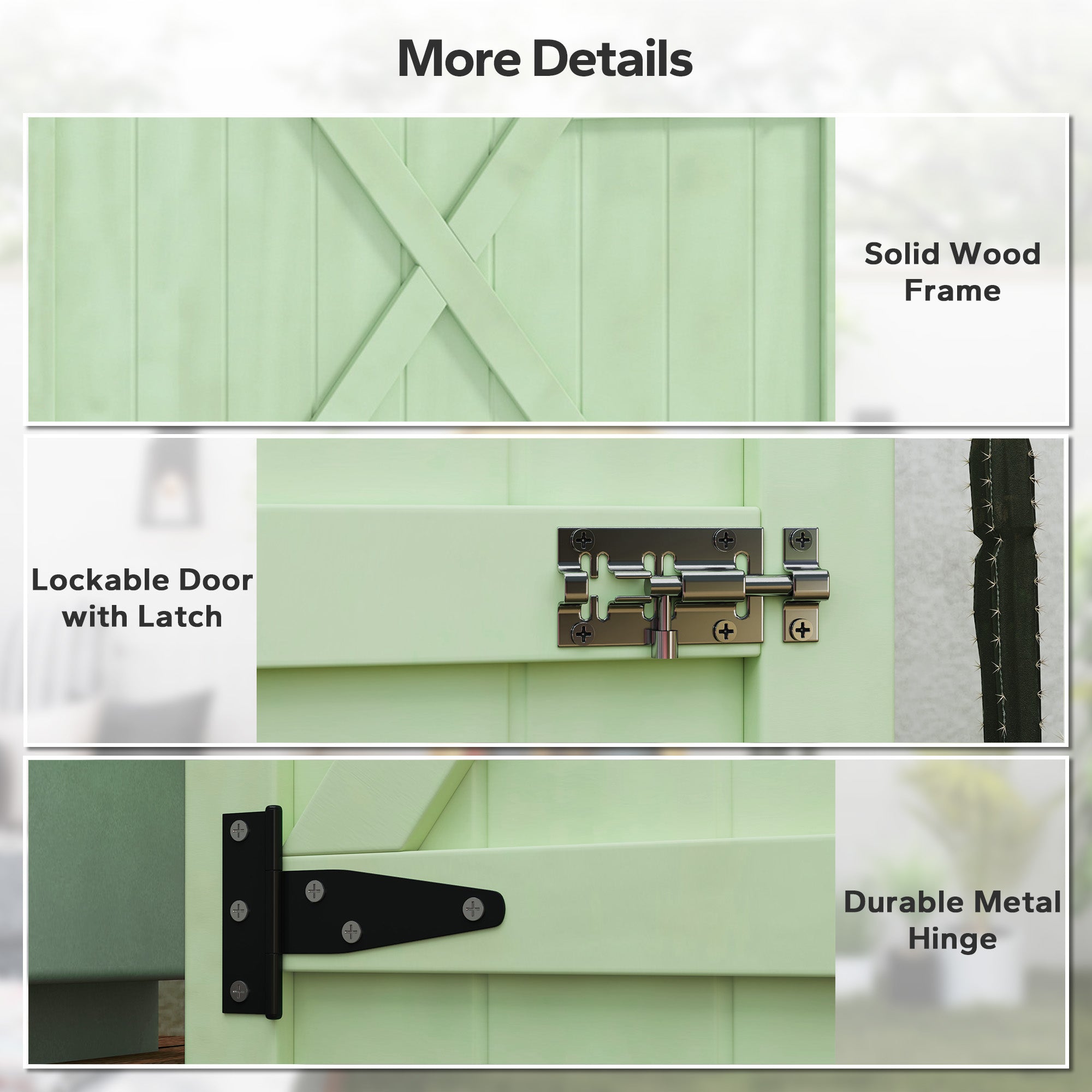 Outsunny Fir Wood Garden Tool Storage Shed with 2 Shelves, Green